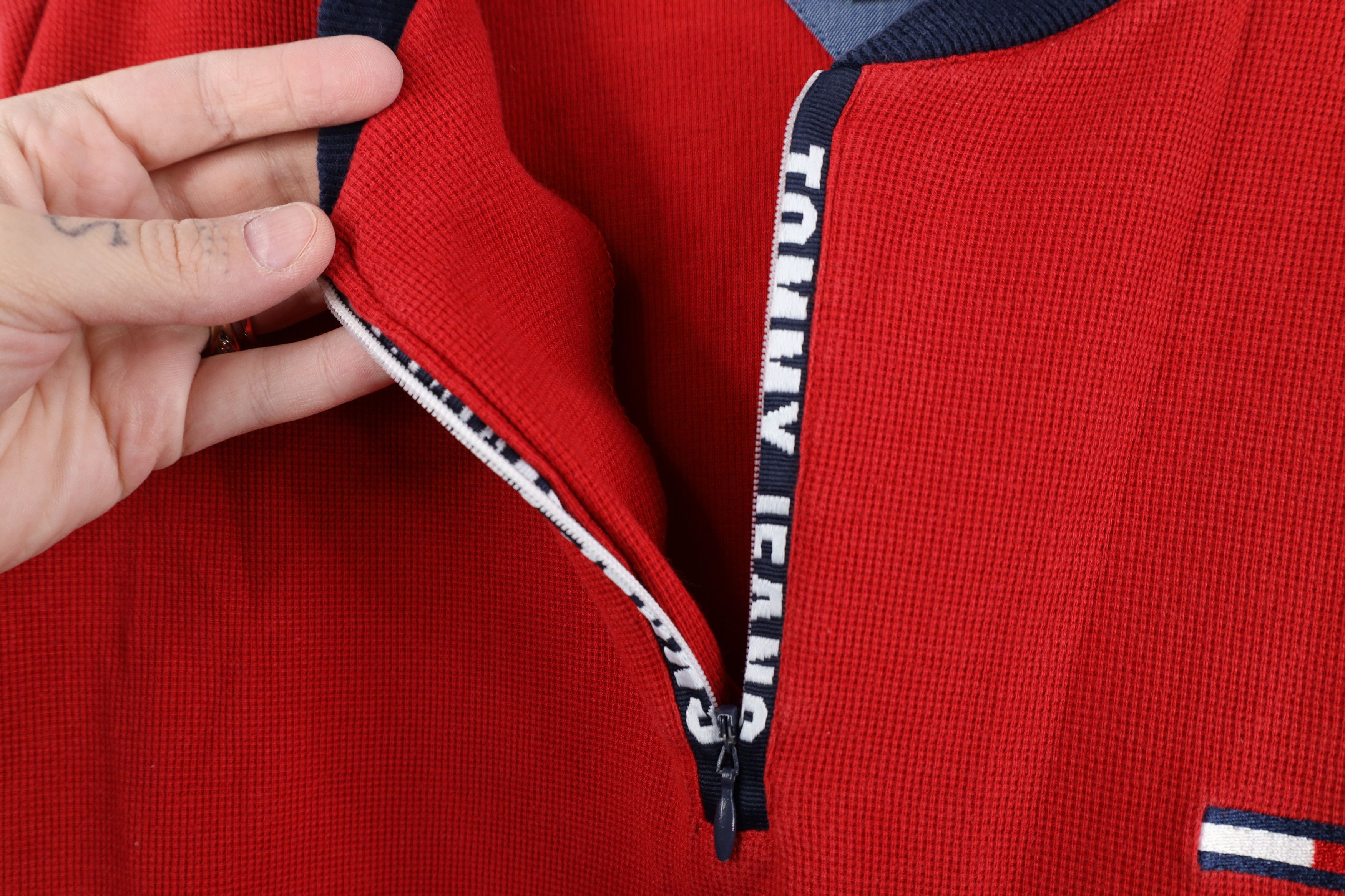Tommy Hilfiger Vintage 90s Tommy Hilfiger Waffle Knit Half Zip T-Shirt Size US L / EU 52-54 / 3 - 7 Thumbnail