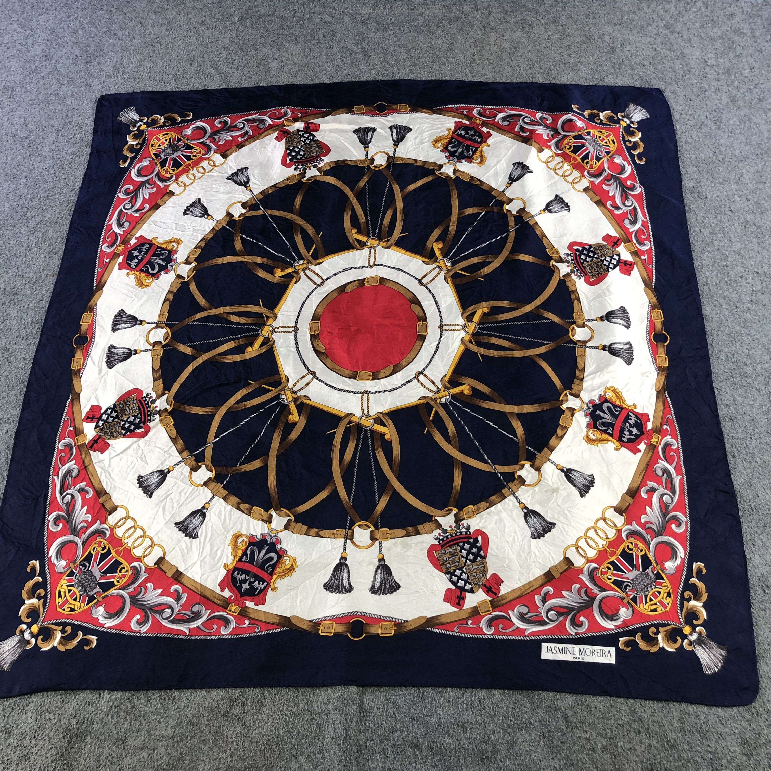 Japanese Brand Vintage Jasmine Moreira Tassel Silk Scarf M1268 Size ONE SIZE - 2 Thumbnail