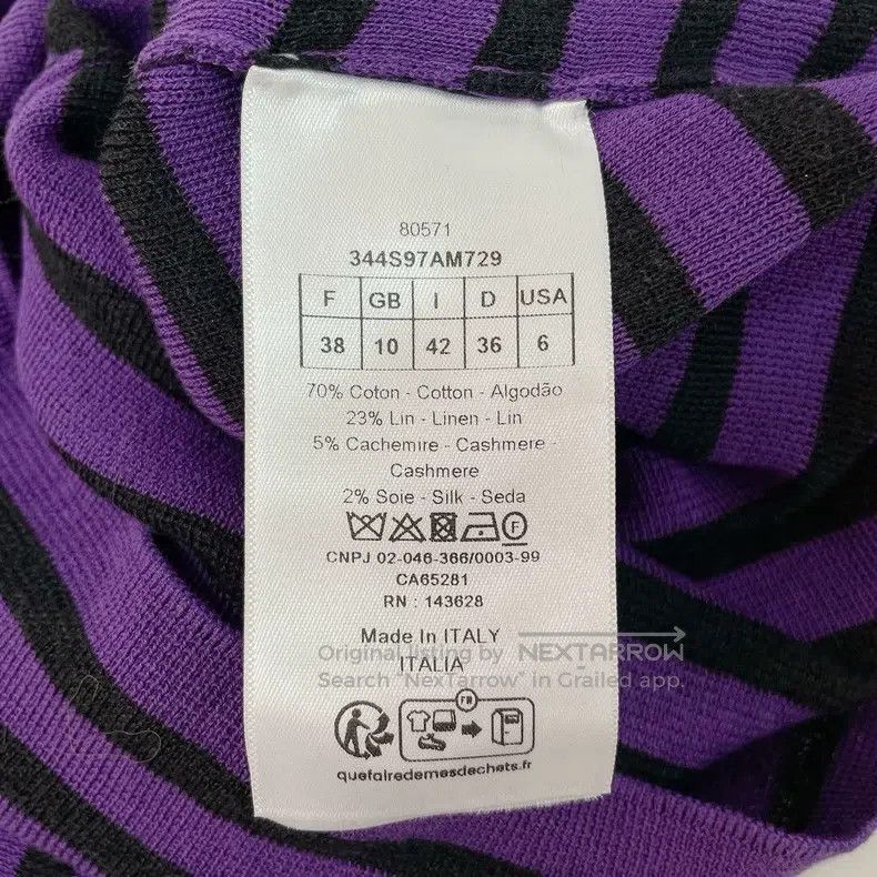 Dior Dior Purple striped slim round neck knitted long sleeves Size XS / US 0-2 / IT 36-38 - 7 Thumbnail