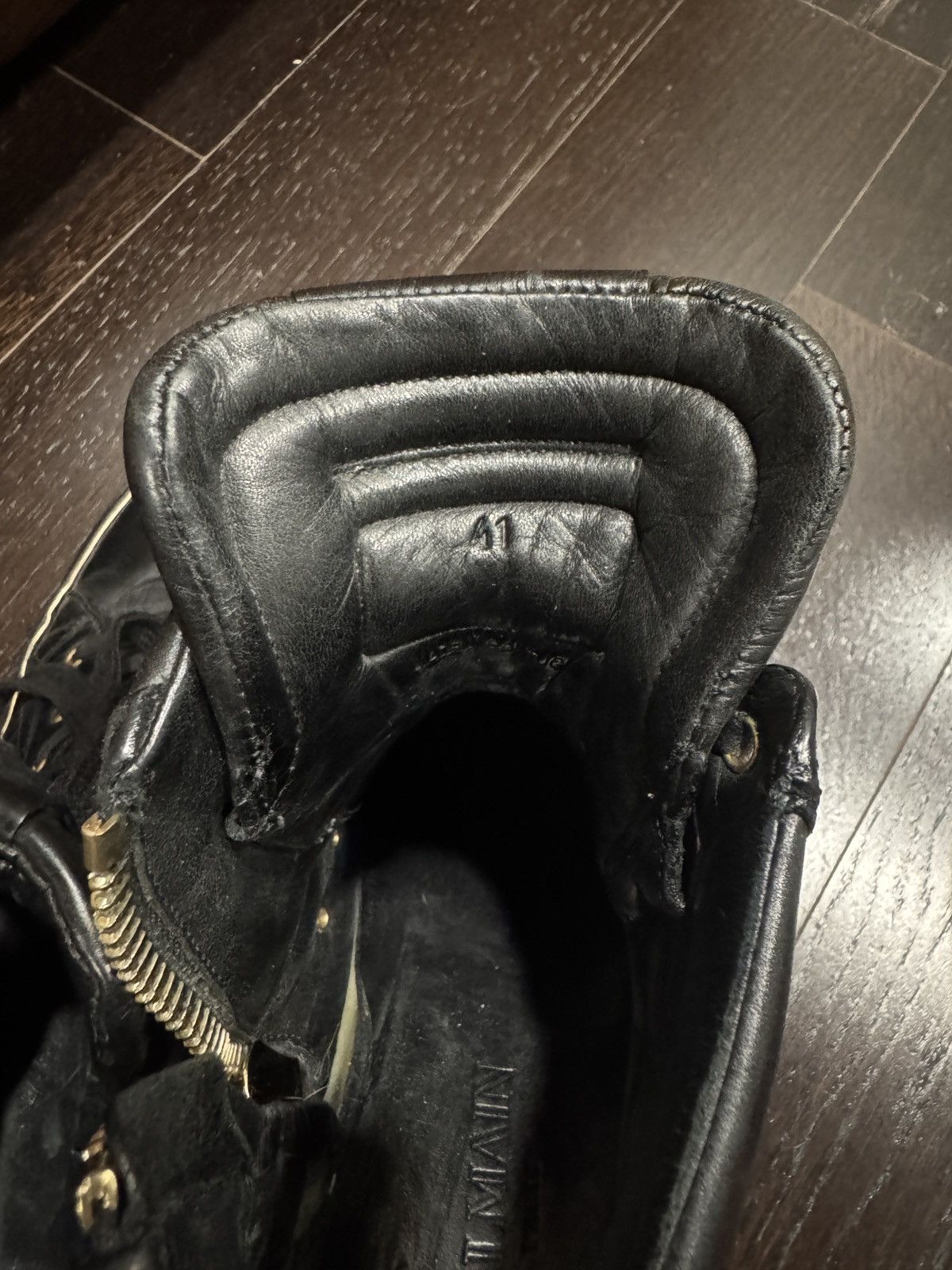Balmain Quilted High Top Balmain Sneakers Black Gold Size US 8 / EU 41 - 7 Thumbnail
