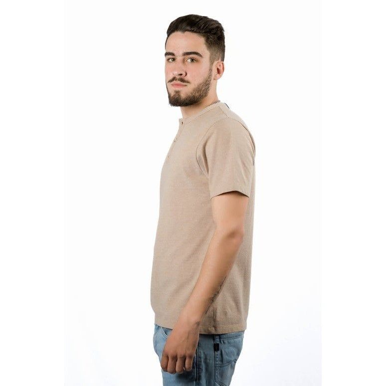 Other Men's Beige Henley Shirt Short Sleeve Casual Fit XXL Size US XXL / EU 58 / 5 - 1 Thumbnail