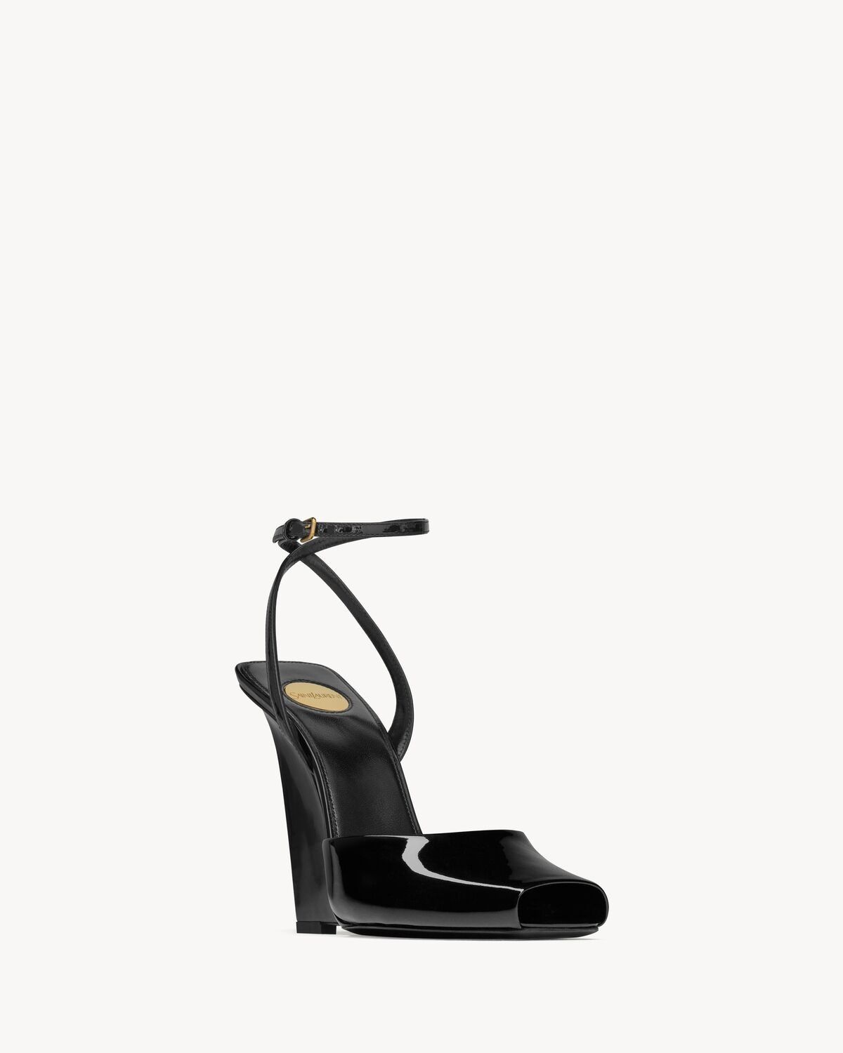 Saint Laurent Paris oc11z1225 806039 La Scandales Wedges in Patent Leather Black Size US 7.5 / IT 37.5 - 2 Thumbnail