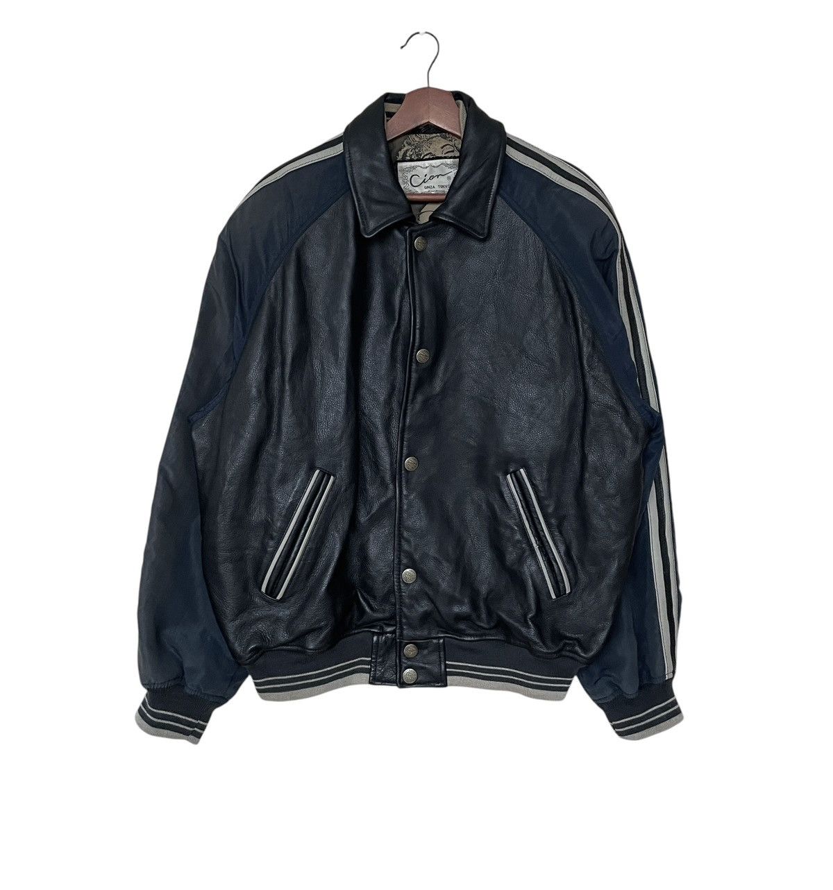 Japanese Brand Vintage Brand Cion Ginza Tokyo Leather Varsity Jacket 1990s Size US L / EU 52-54 / 3 - 1 Thumbnail