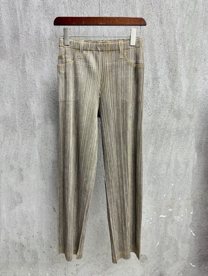 Issey Miyake Issey Miyake size:1 Yellow-gray pleated pants Size 42" / US 20 - 1 Thumbnail