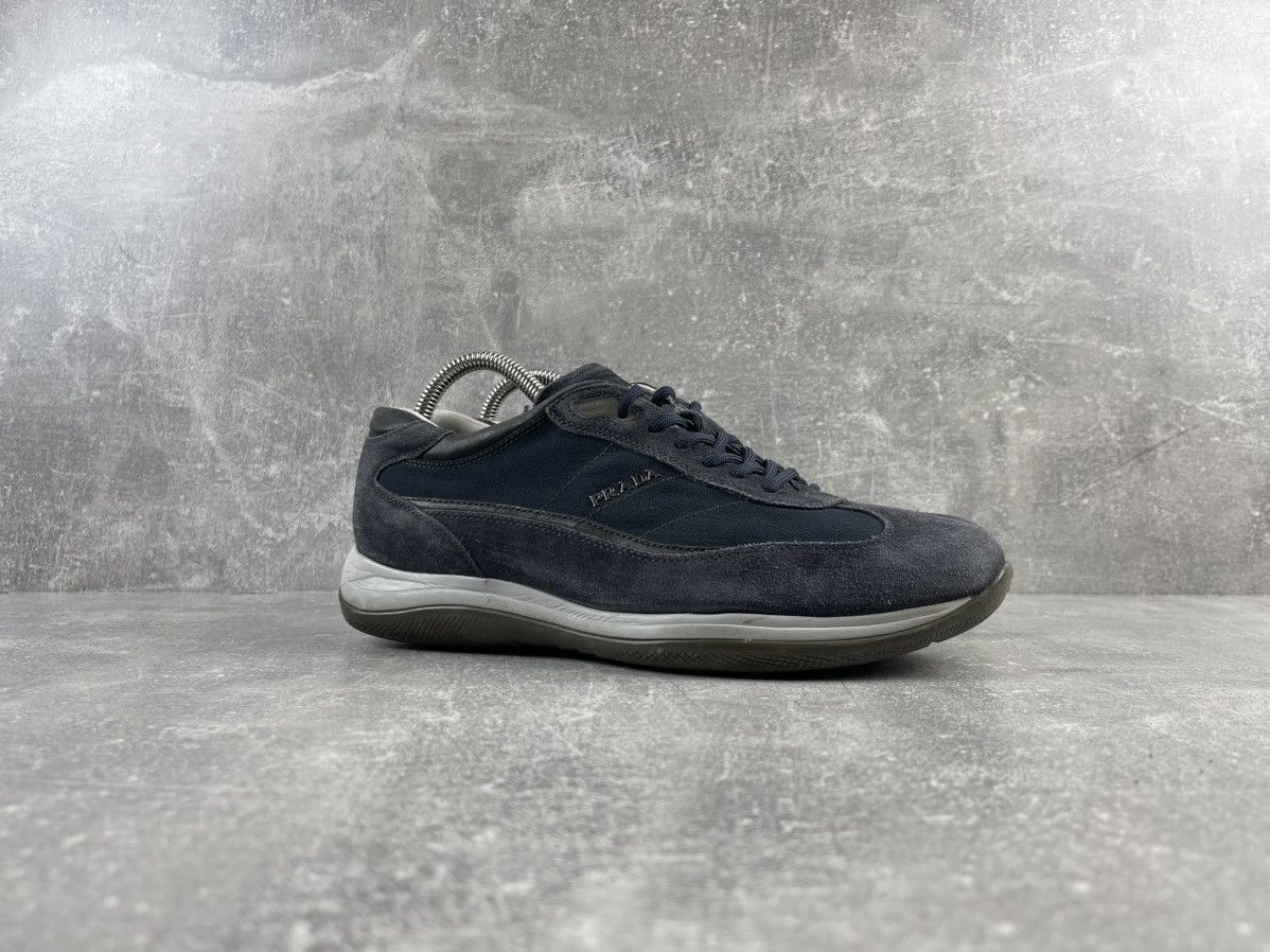 Prada × Vintage Prada Vintage Suede/Leather Navy Sneakers Shoes Size US 8.5 / EU 41-42 - 2 Thumbnail