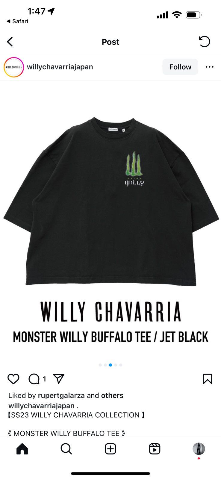 Willy Chavarria MONSTER WILLY BUFFALO TEE | Grailed