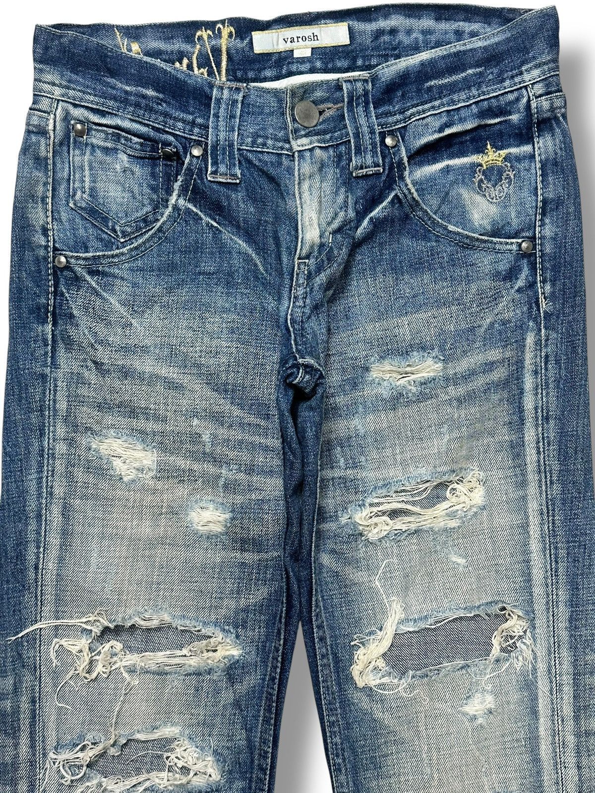 Vintage Vintage Varosh Bell-Bottom Flare Distressed Ripped Faded 💥 Size US 30 / EU 46 - 2 Thumbnail