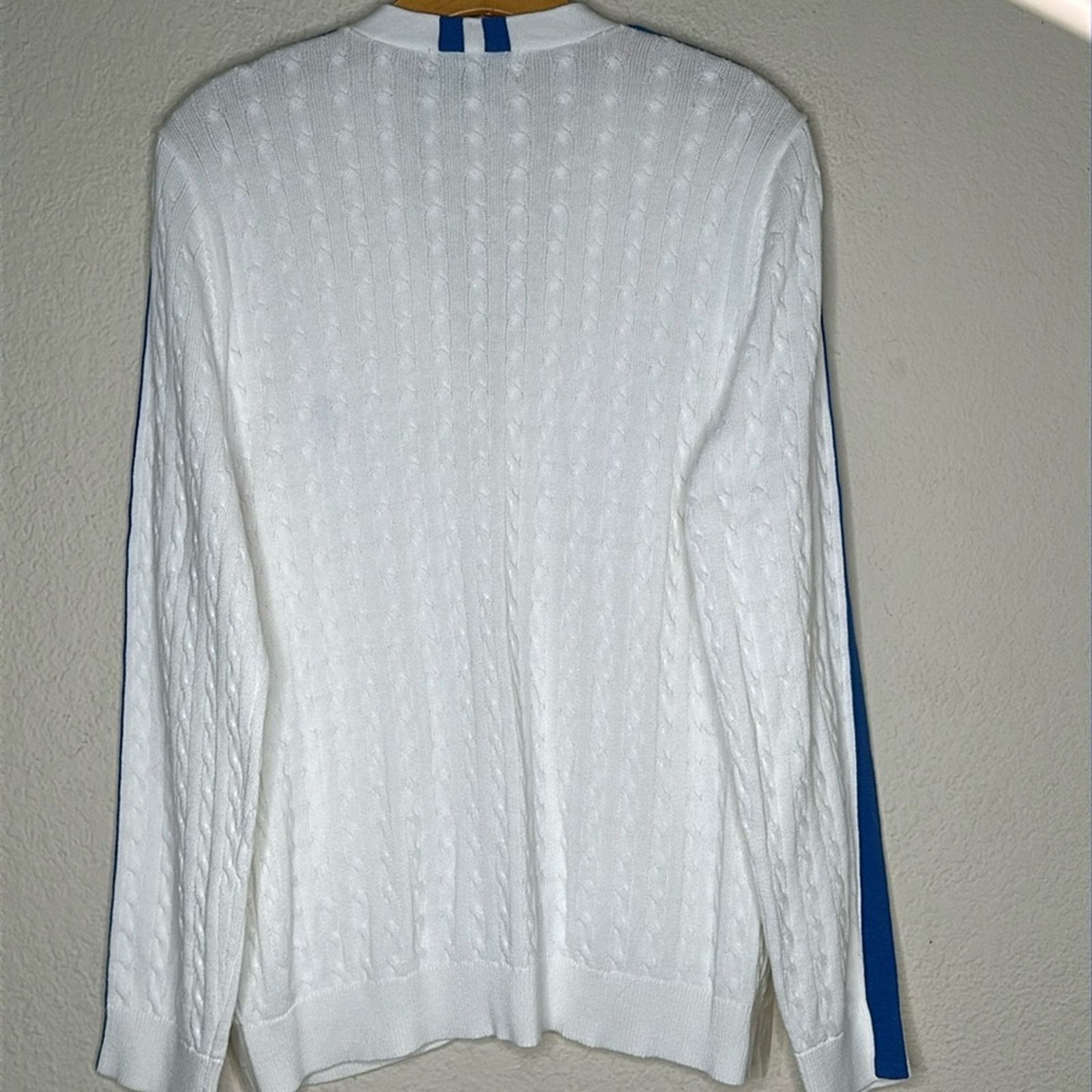 Lauren Ralph Lauren × Vintage VTG Ralph Lauren Cable Knit White Blue Logo Sweater XL Size XL / US 12-14 / IT 48-50 - 9 Thumbnail
