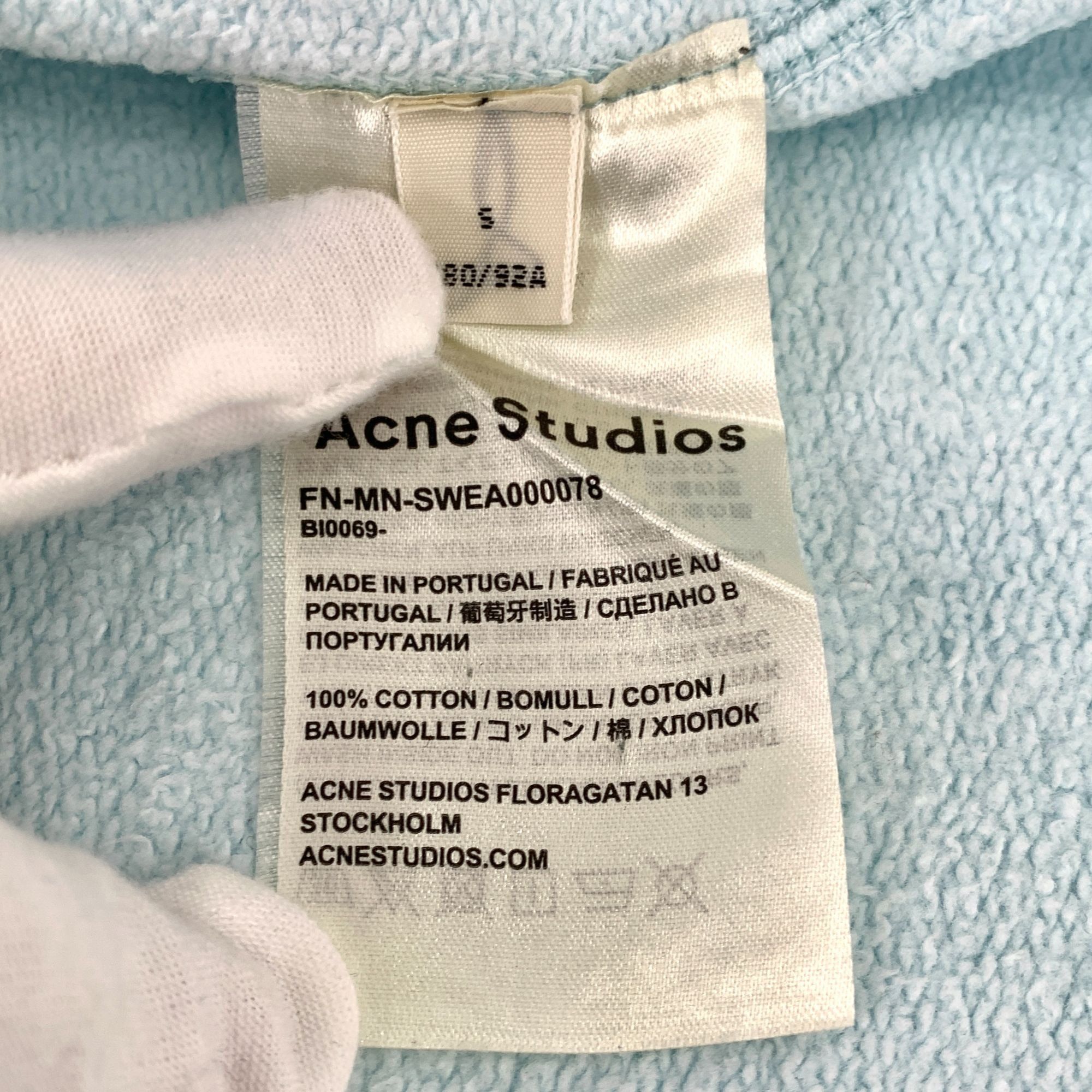 Acne Studios Acne Studios Sky Blue Cotton Hoodie S Long Sleeve Pullover K Size S / US 4 / IT 40 - 6 Thumbnail