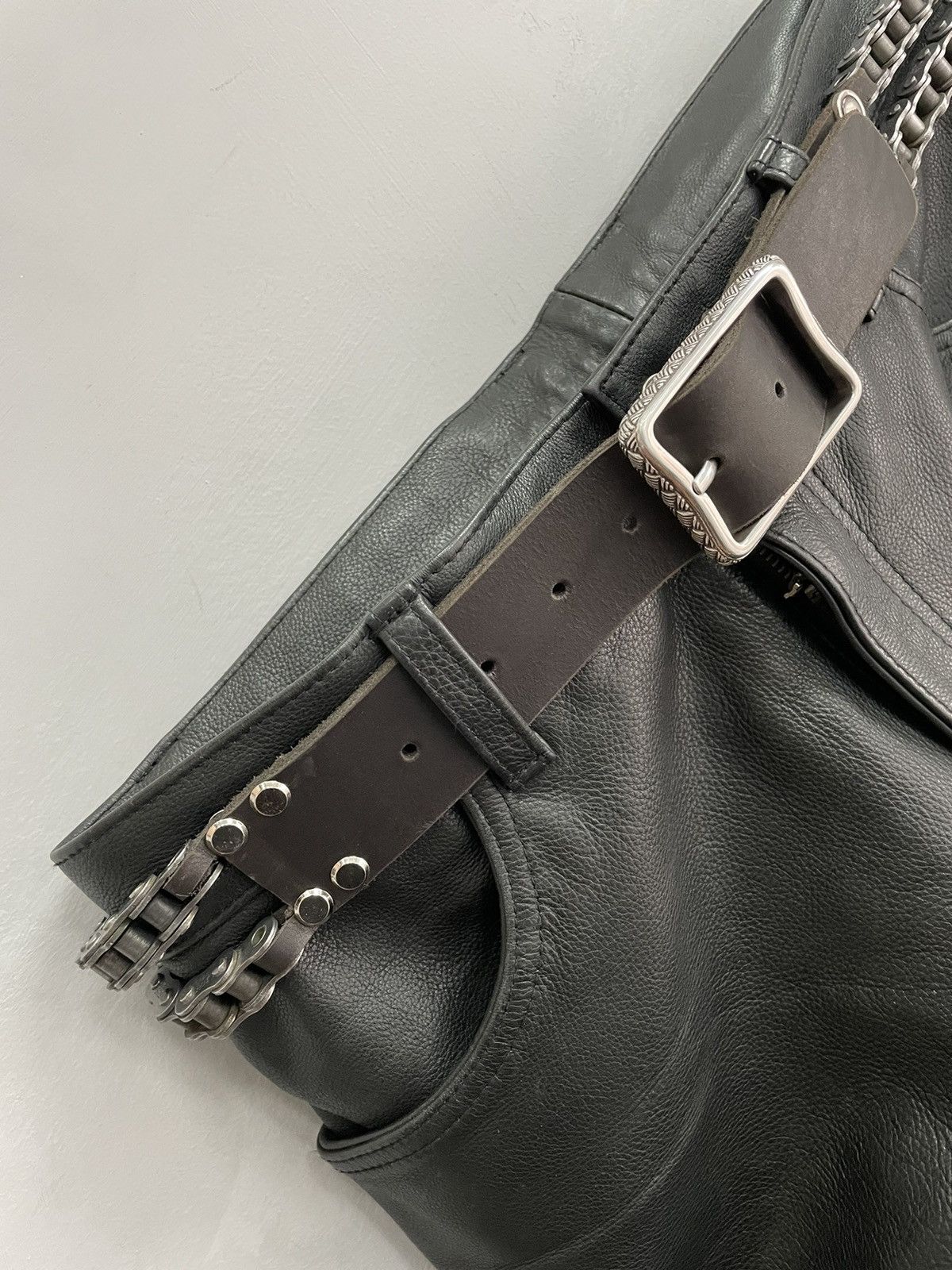 Japanese Brand × Vintage Vintage Leather Crazy Metal Belt Drip Japanese Hype bb Simon Size ONE SIZE - 13 Thumbnail