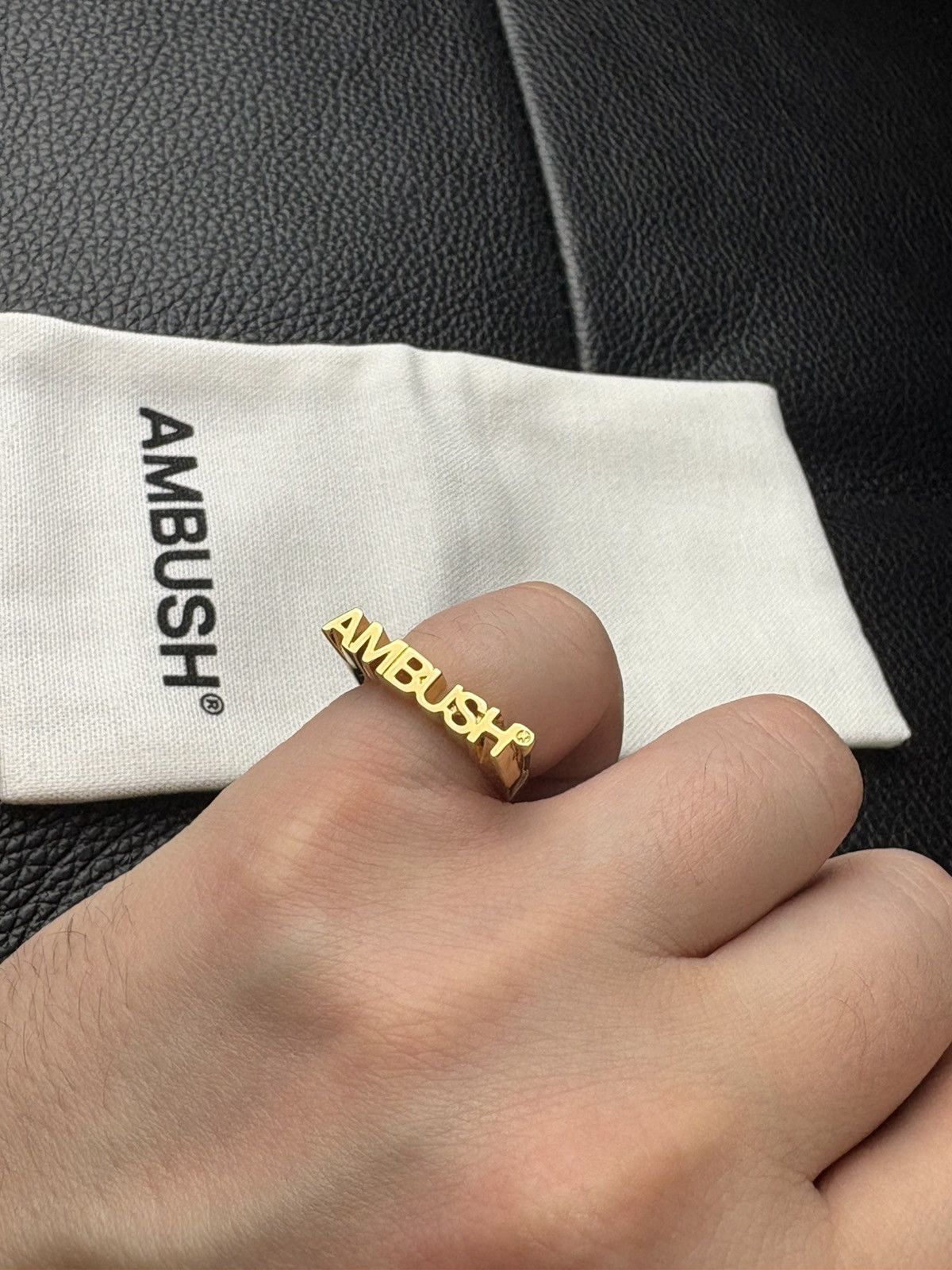 Ambush Design AMBUSH logo-lettering ring 18k gold plated Size ONE SIZE - 3 Thumbnail
