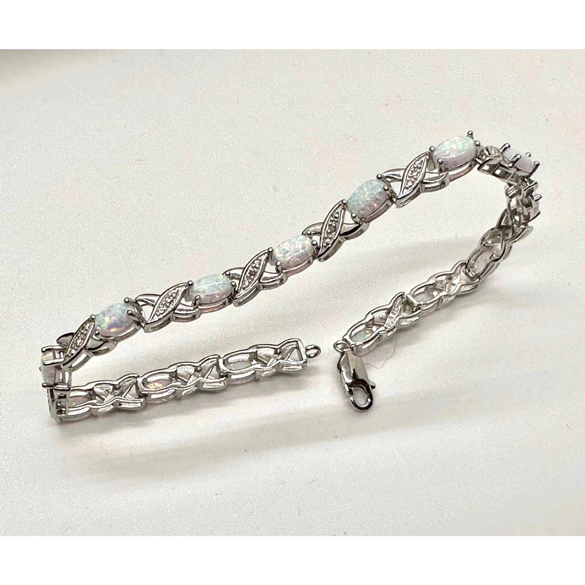 Other XO Infinity Bracelet Lab Created Opal and Diamond Accent in Size ONE SIZE - 3 Thumbnail