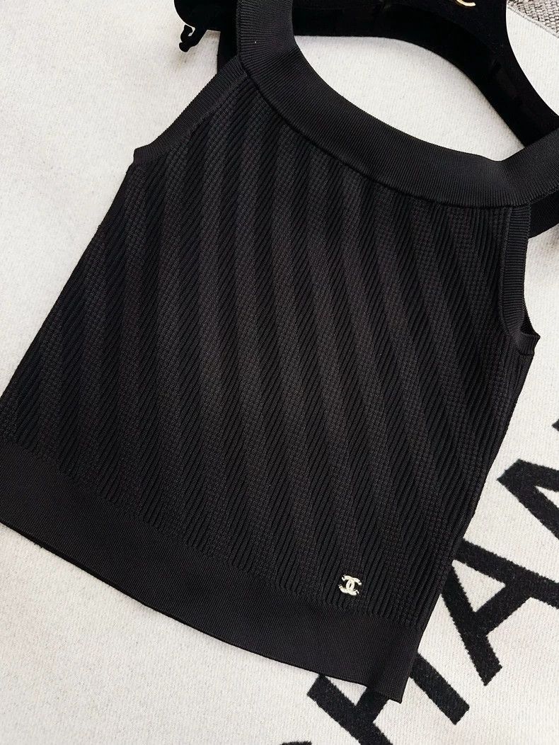 Chanel Chanel 21S Black One-Shoulder Knit Tank Size M / US 6-8 / IT 42-44 - 3 Thumbnail