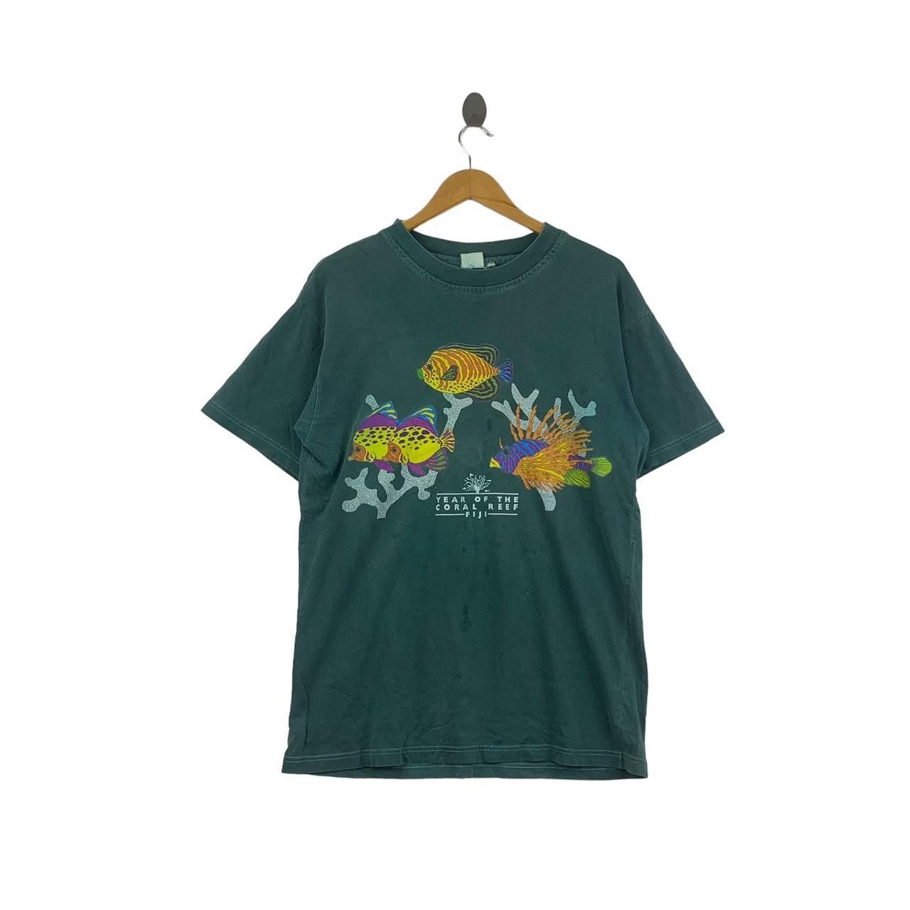 Vintage Vintage CORAL REEF FIJI Hand Print Fish Nature Tee Shirt Top Size US M / EU 48-50 / 2 - 1 Thumbnail