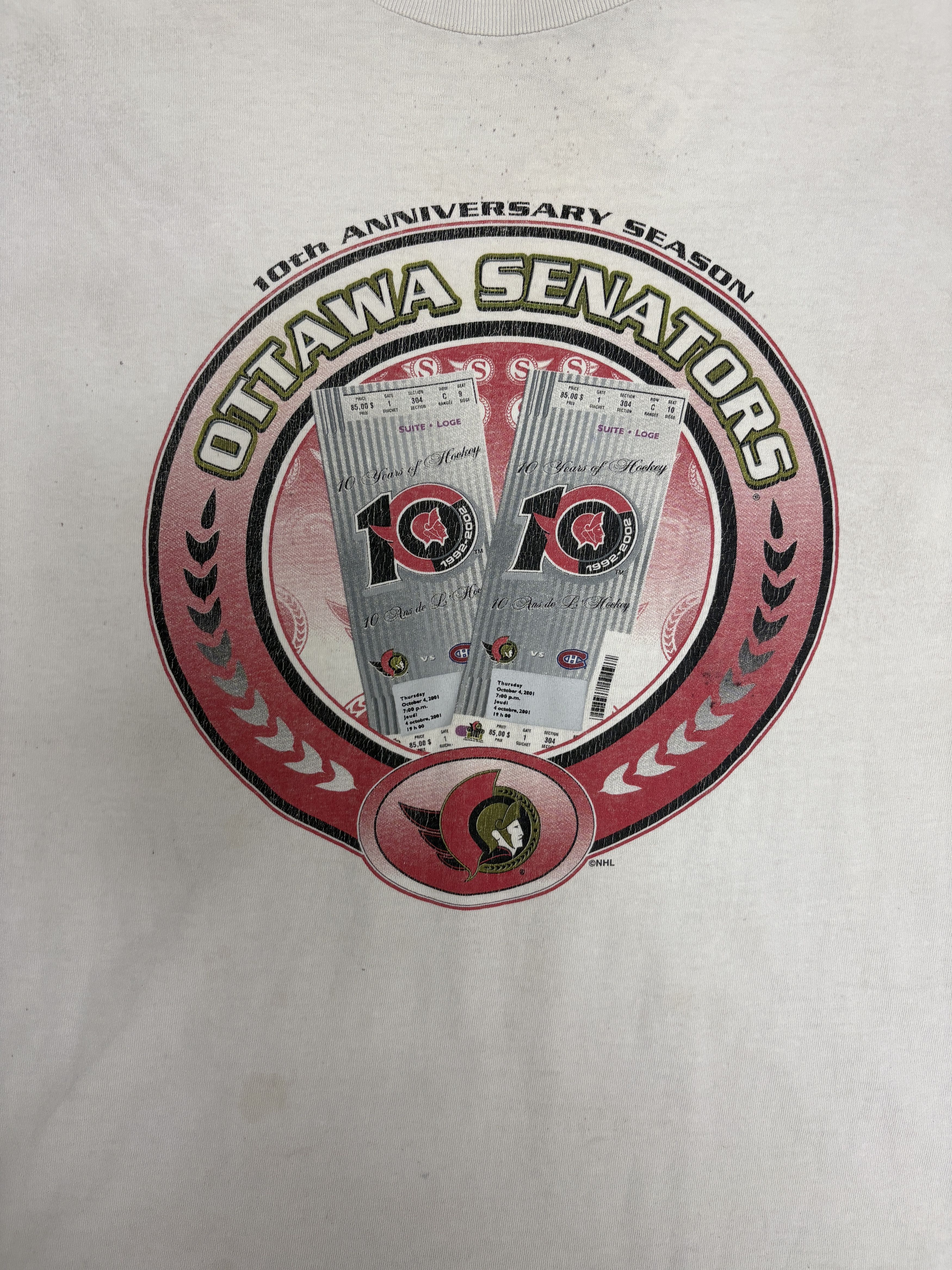 Vintage Ottawa Senators 10th Anniversary Season Vintage T-Shirt Tee Size US L / EU 52-54 / 3 - 2 Thumbnail