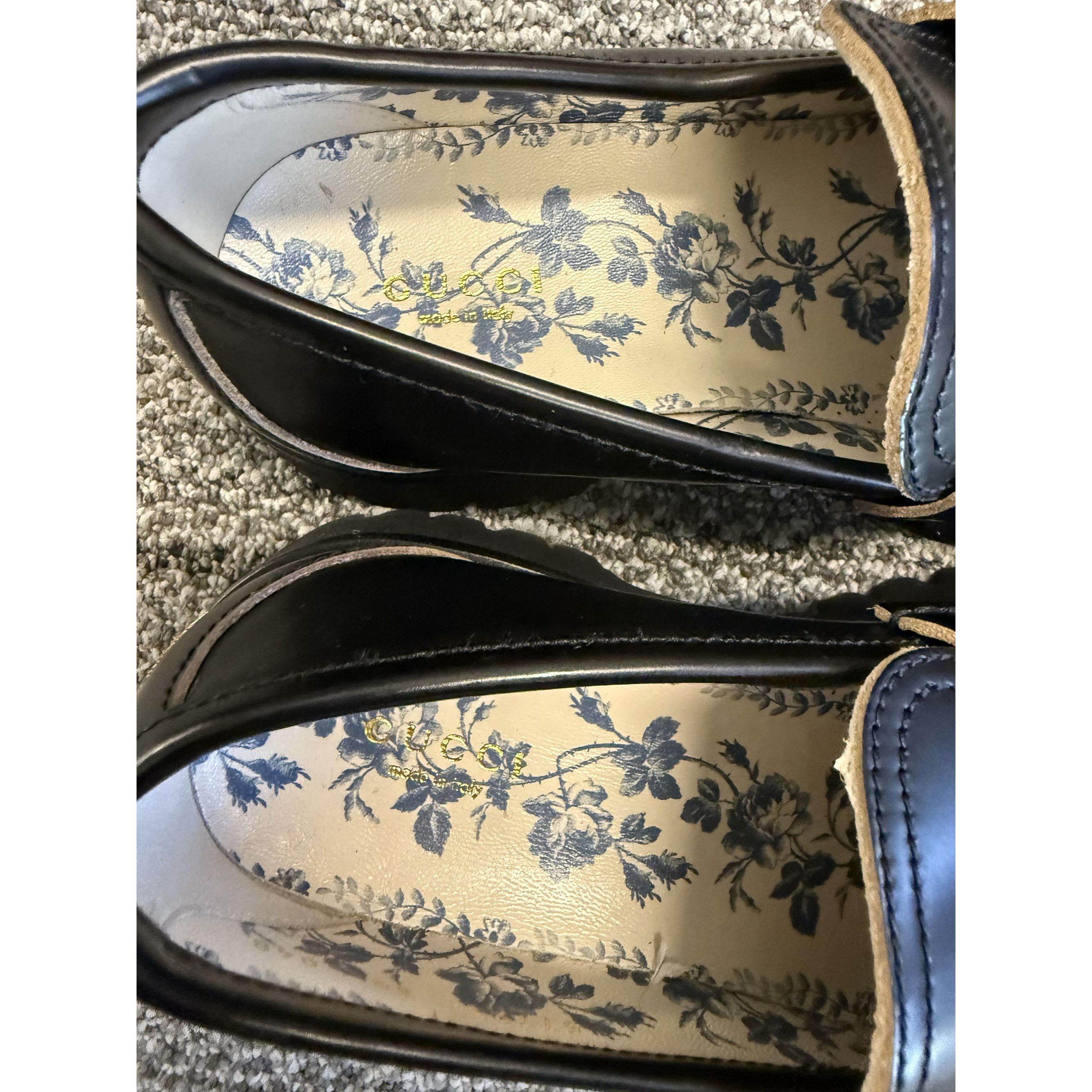 Gucci Gucci Womens Black Leather Loafers With Gold Bit Detail & Fl Size US 8 / IT 38 - 6 Thumbnail