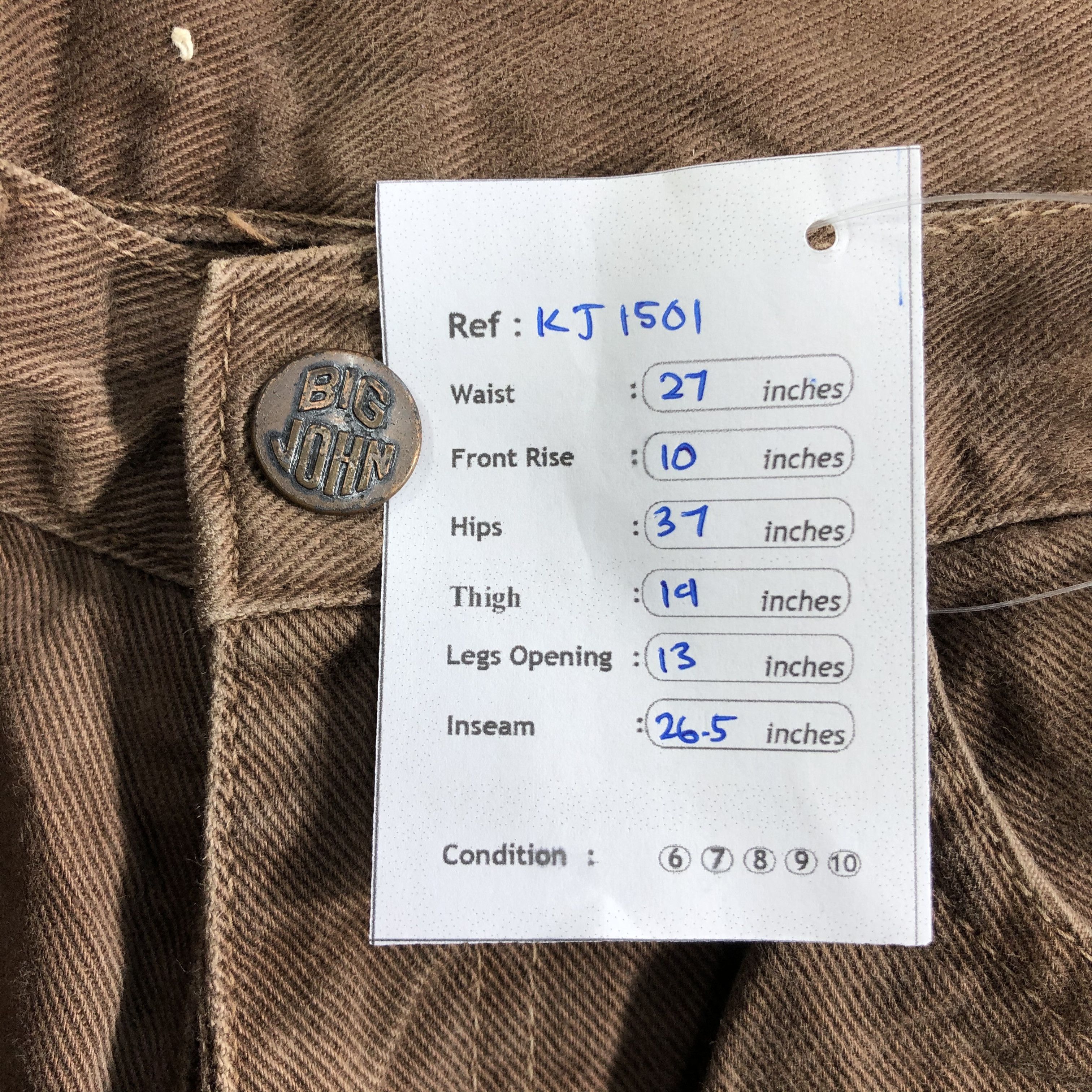 Big John Vintage Big John Jeans Faded Brown Denim KJ1501 Size US 27 - 14 Thumbnail