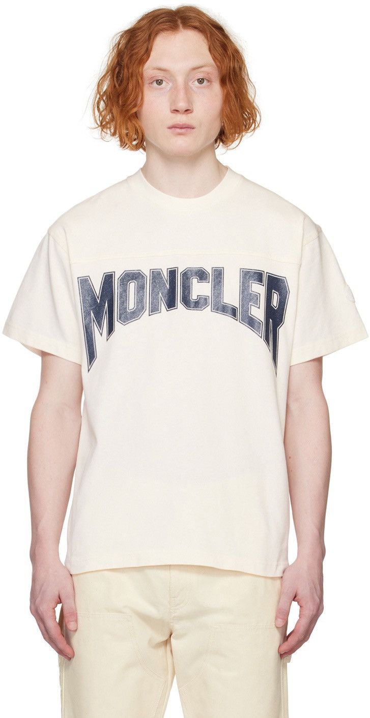 Moncler T-Shirt Moncler Off-white Printed Size US L / EU 52-54 / 3 - 1 Thumbnail