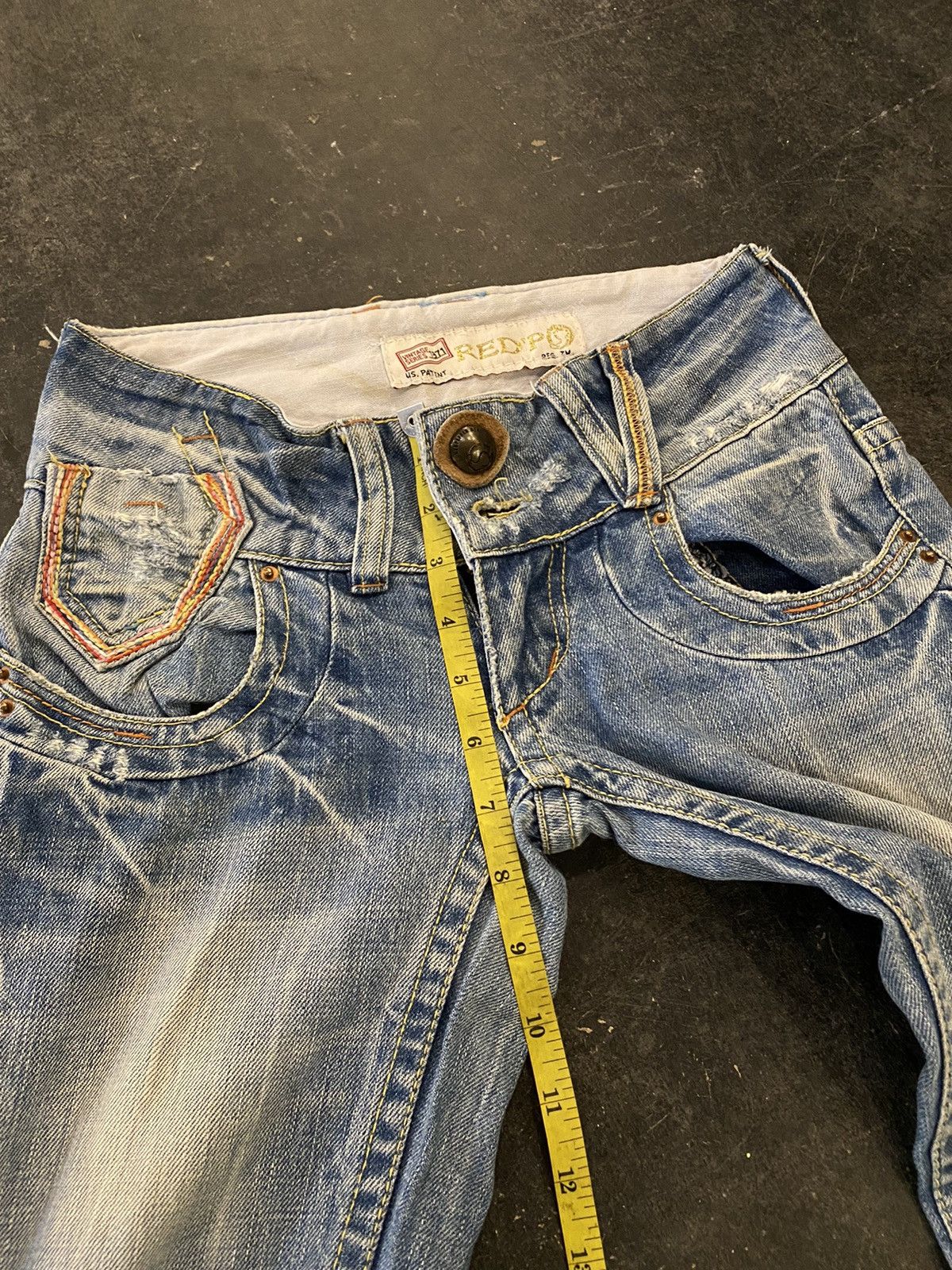 If Six Was Nine Red Peppers Distressed Bootcut Jeans Size US 27 - 13 Thumbnail
