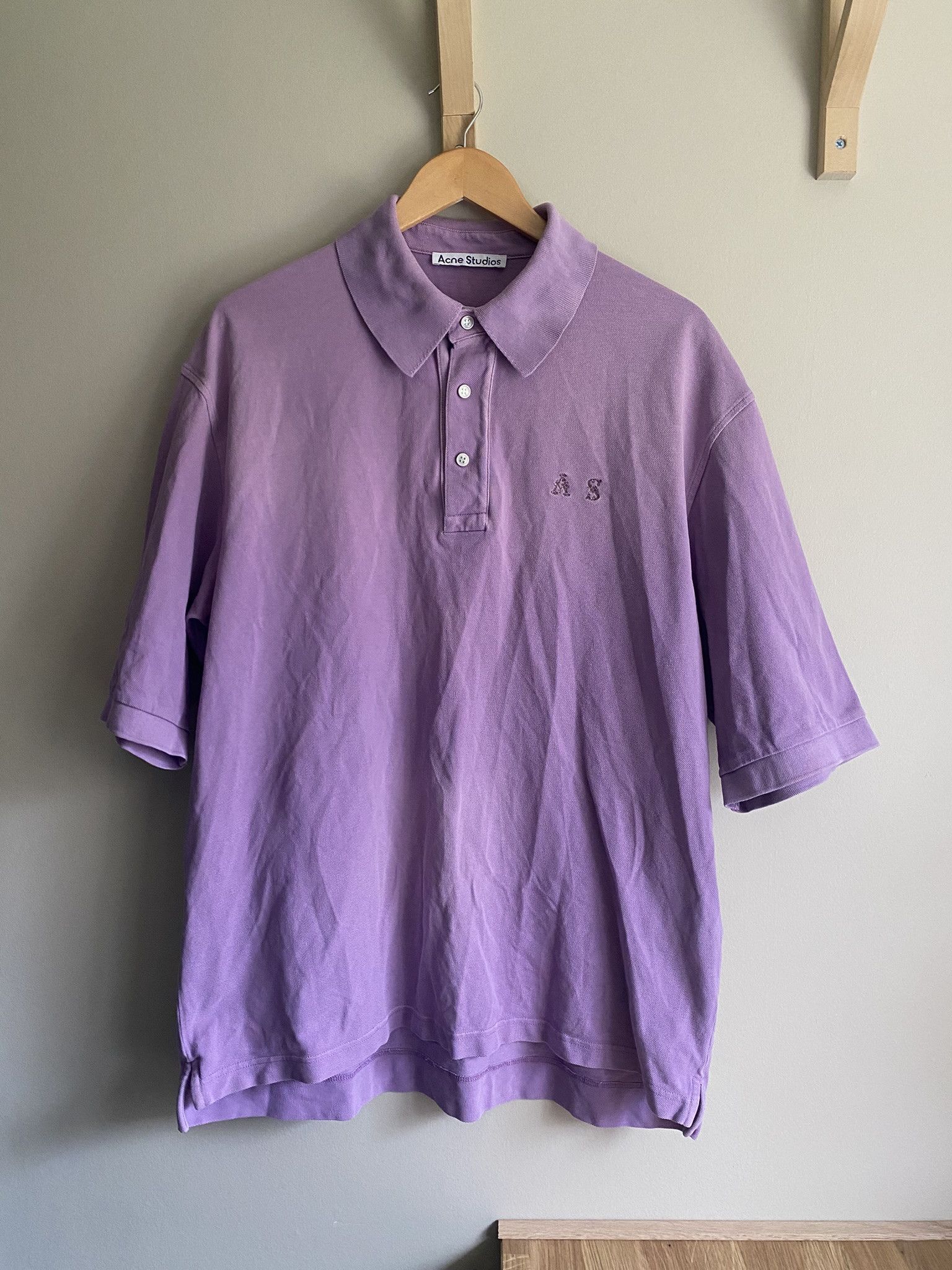 Acne Studios $300 - Cotton Polo Shirt - Washed Lilac Size US S / EU 44-46 / 1 - 3 Thumbnail