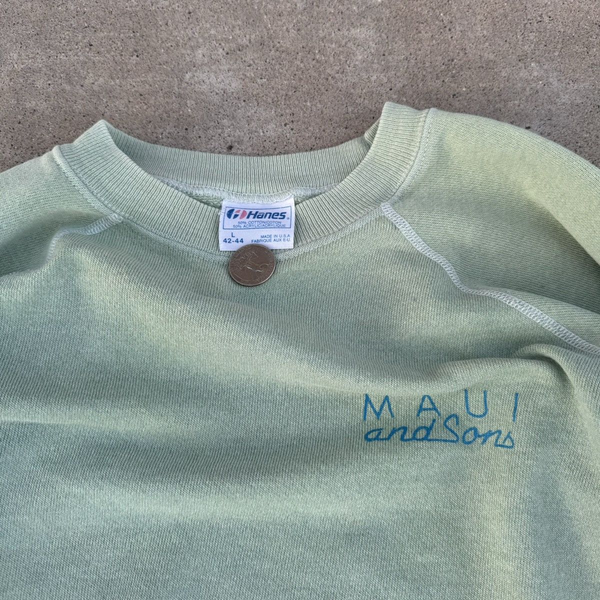 Hanes Vintage 90s USA Made Earth Tone Green Maui Crewneck Fits S Size US S / EU 44-46 / 1 - 2 Thumbnail