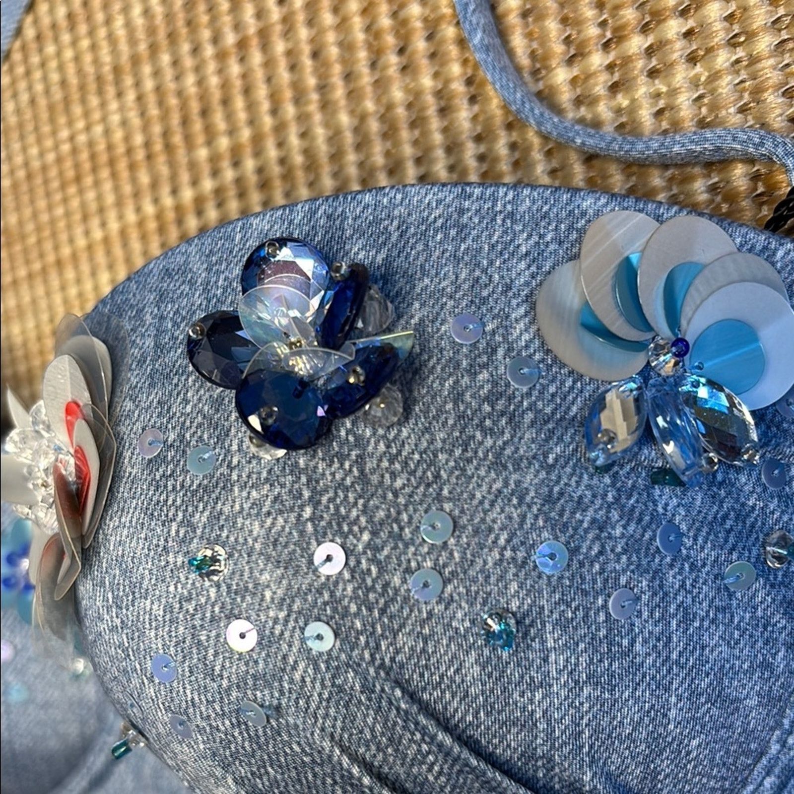 Blumarine NWT Blumarine Blue denim flowers beads Bikini Size L Size ONE SIZE - 3 Thumbnail