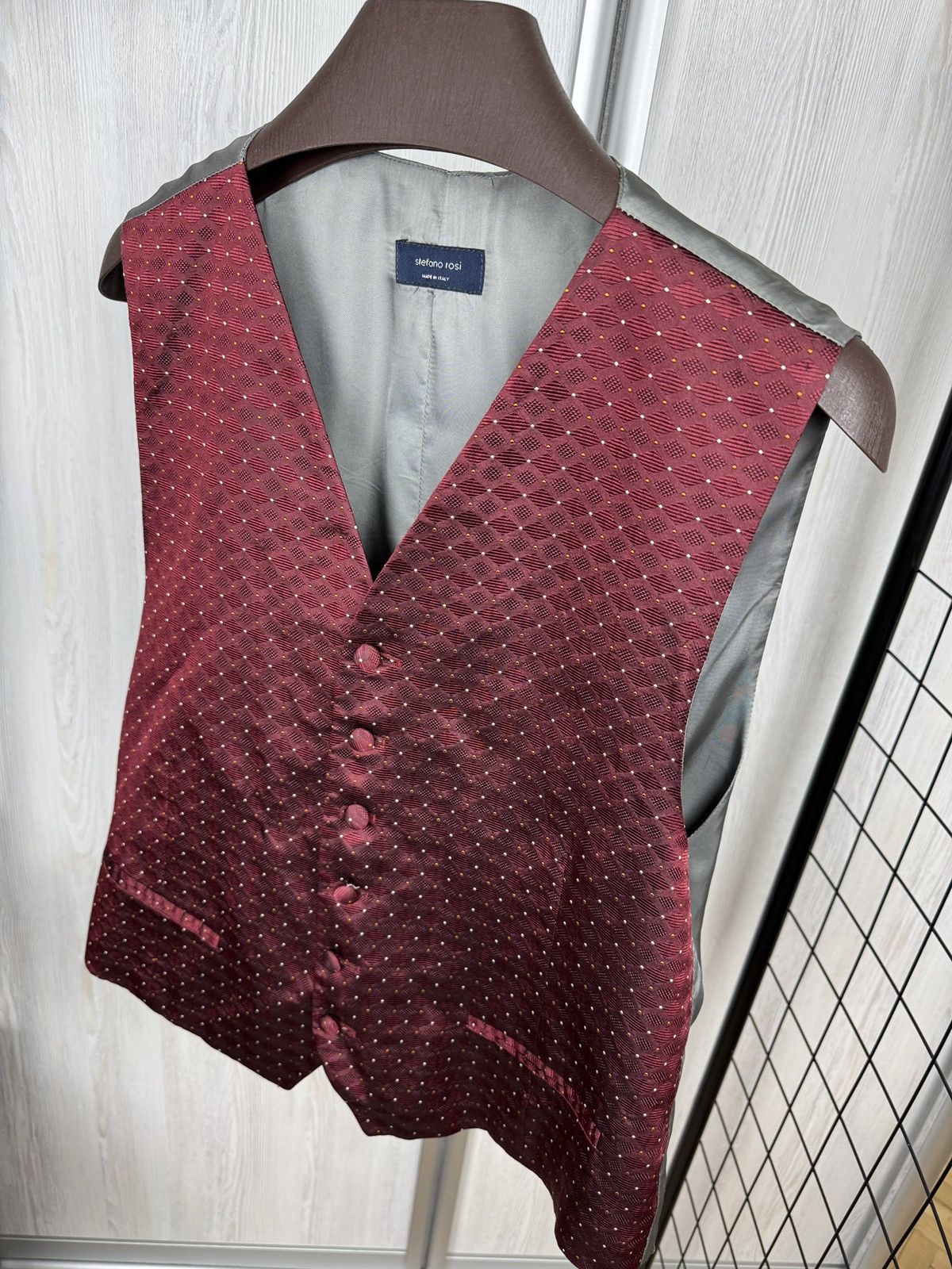 Stefano Ricci Stefano Rosi red silk pattern dot classic vest tailoring Size 42R - 5 Thumbnail