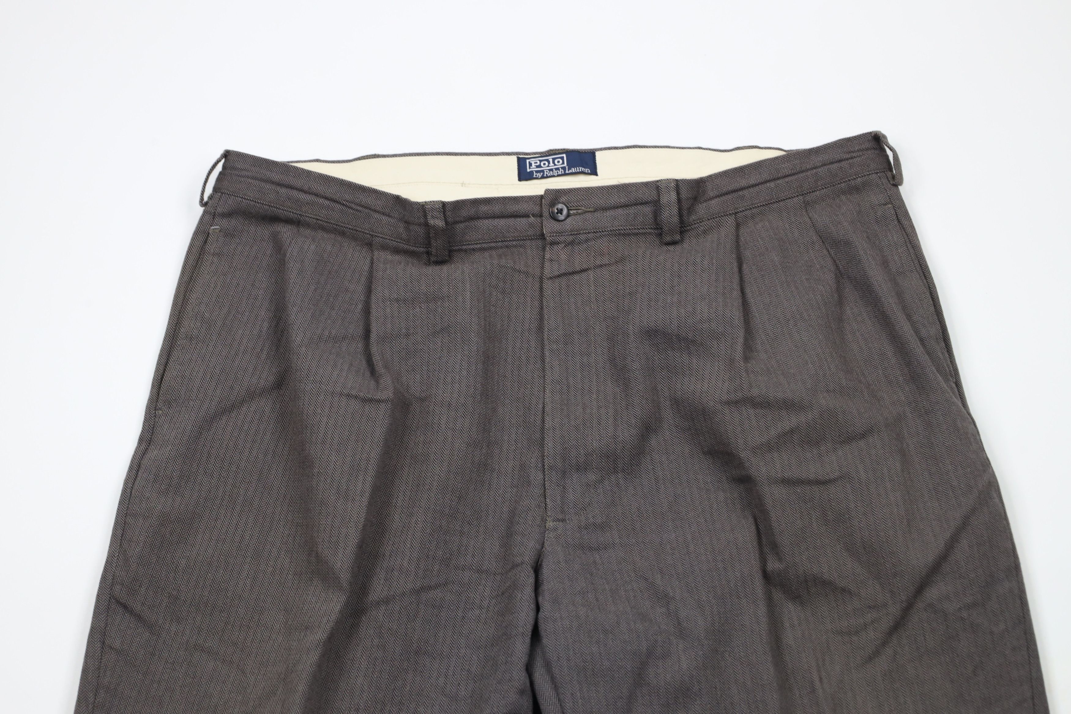 Ralph Lauren × Vintage Vintage 90s Ralph Lauren Wide Leg Herringbone Chino Pants Size US 42 / EU 58 - 2 Thumbnail