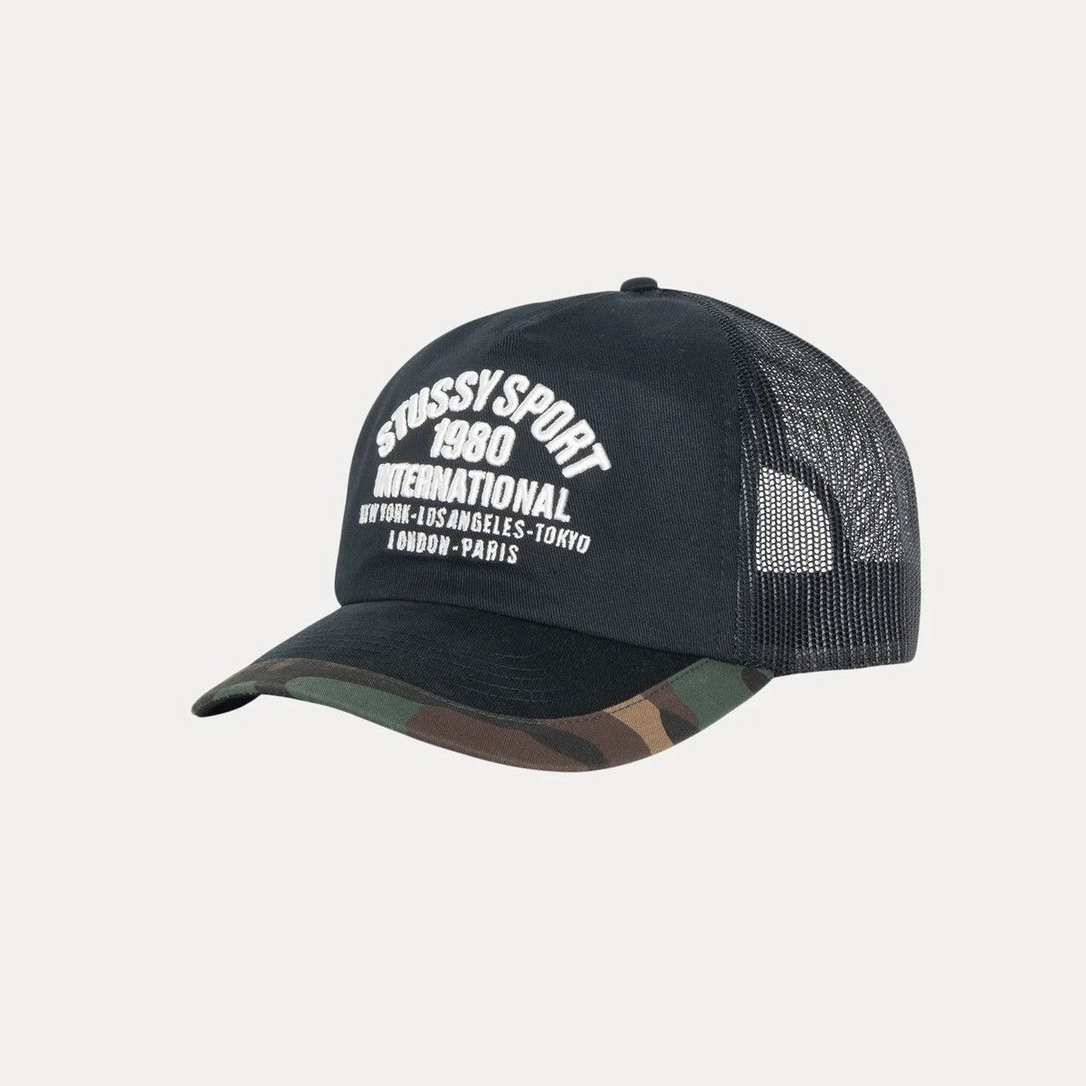 Stussy Stussy Trucker International SnapBack Black Camouflage Hat Size ONE SIZE - 2 Thumbnail