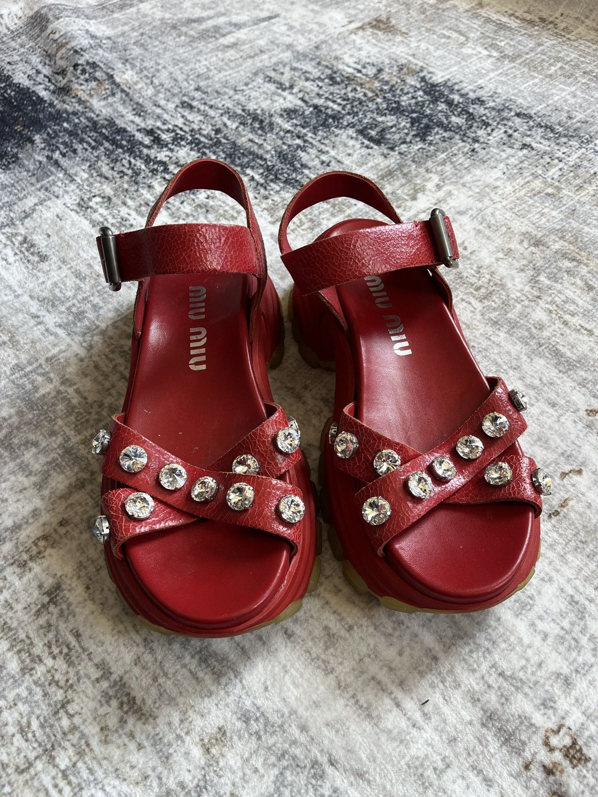 Miu Miu Miu Miu Red Platform Sandals (unisex) Size US 11 / IT 41 - 3 Thumbnail