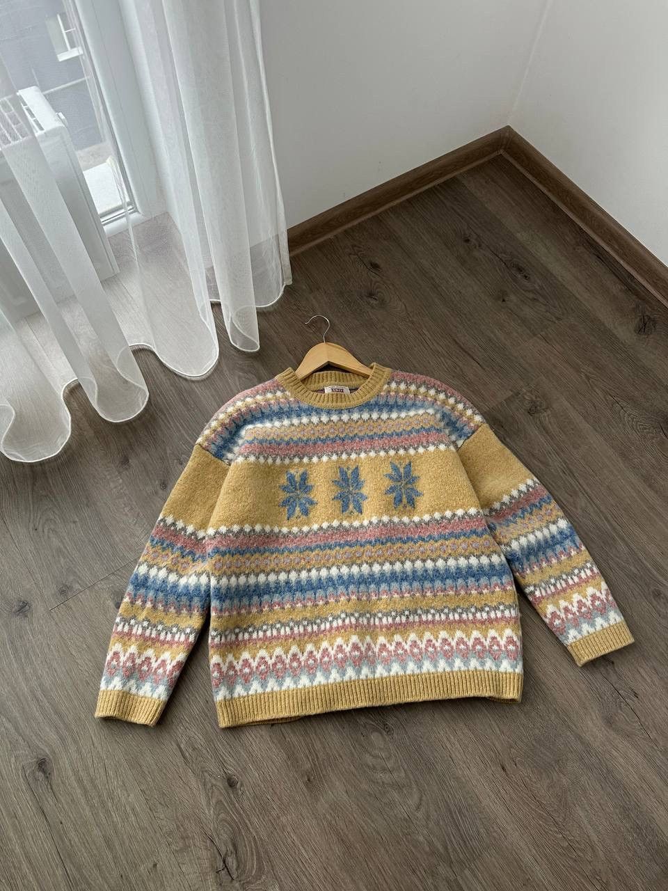 Other UK × Vintage Vintage Sisley Pure Mohair Wool Warm Yellow Sweater Size US M / EU 48-50 / 2 - 4 Thumbnail