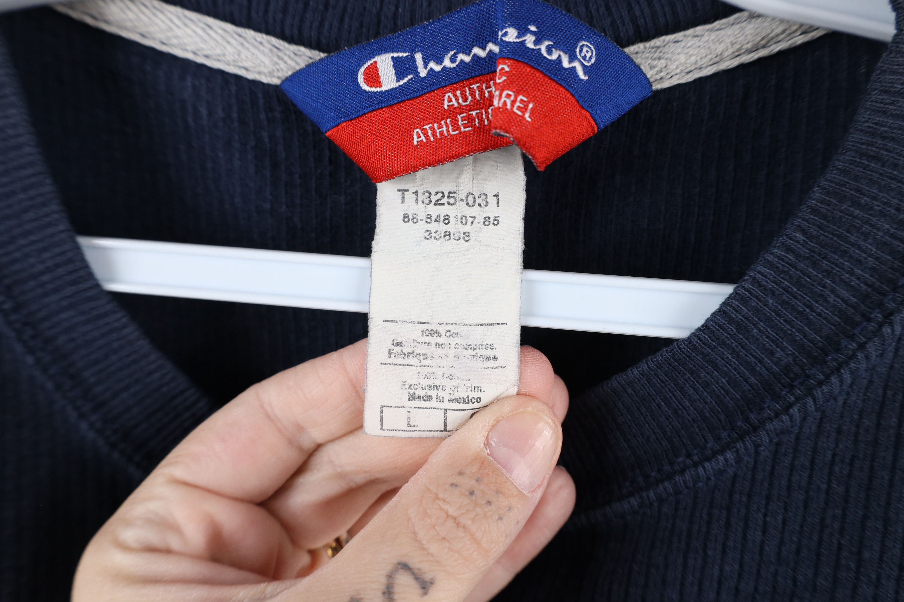 Champion × Vintage Vintage 90s Champion Out Ribbed Knit Short Sleeve T-Shirt Size US L / EU 52-54 / 3 - 9 Thumbnail