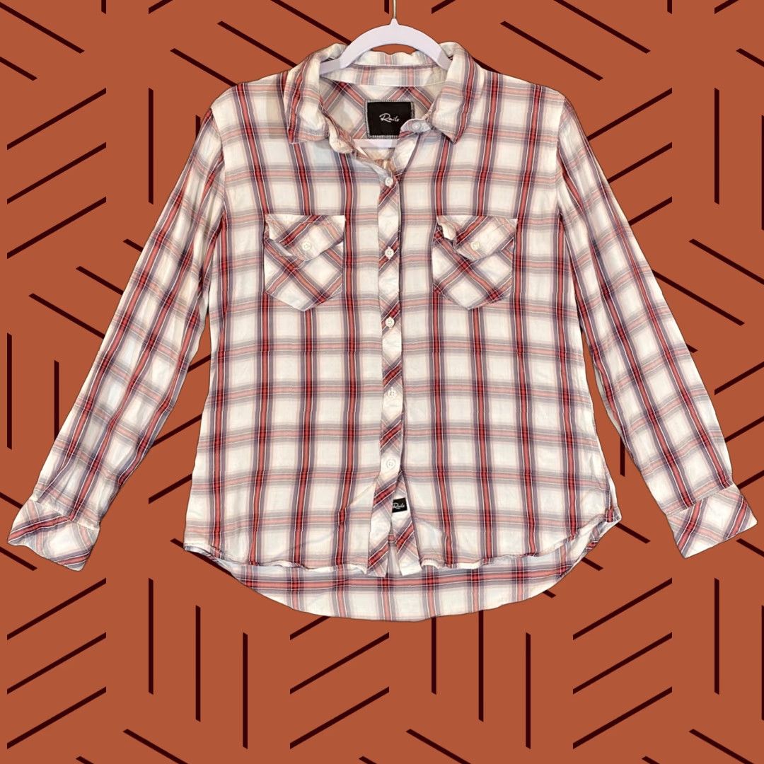 Rails Rails Shirt Womens Medium Red White Plaid Button Up Pockets Long Sleeve Casual Workwear Vintage: No (Note: ensure no new info) Size M / US 6-8 / IT 42-44 - 1 Thumbnail