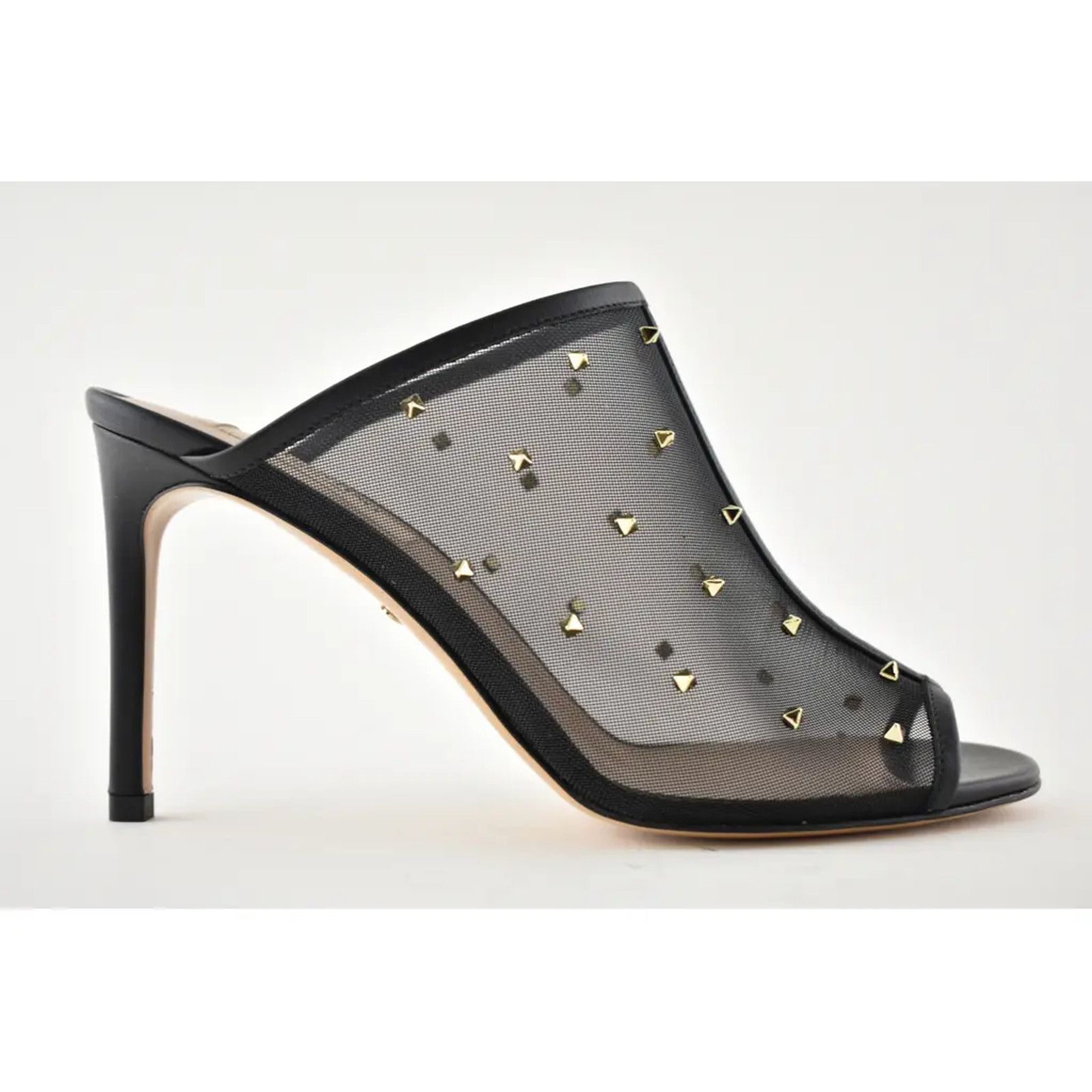 Valentino Valentino Rockstud Black Shining Mesh Mule Slide Backless Size US 11 / IT 41 - 2 Thumbnail