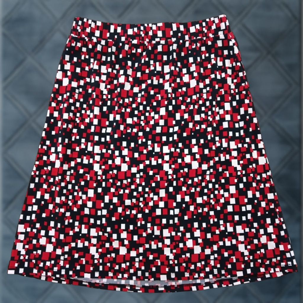 Vintage Casual Corner Annex Skirt PS Petite Short Red Geometric A-Line Pull On Women Size 28" / US 6 / IT 42 - 1 Thumbnail
