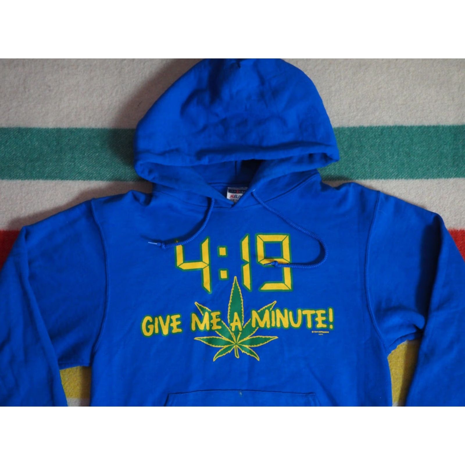 Jerzees VTG JERZEES Hoodie Mens Womens Crew Neck Blue 420 Joke Funny Text Graphic Print Pullover Sweatshirt S EUC Size US S / EU 44-46 / 1 - 3 Thumbnail