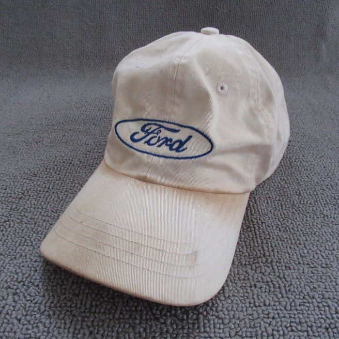 Ford Vintage Ford Hat Cap Strap Back Beige 90s Embroidered