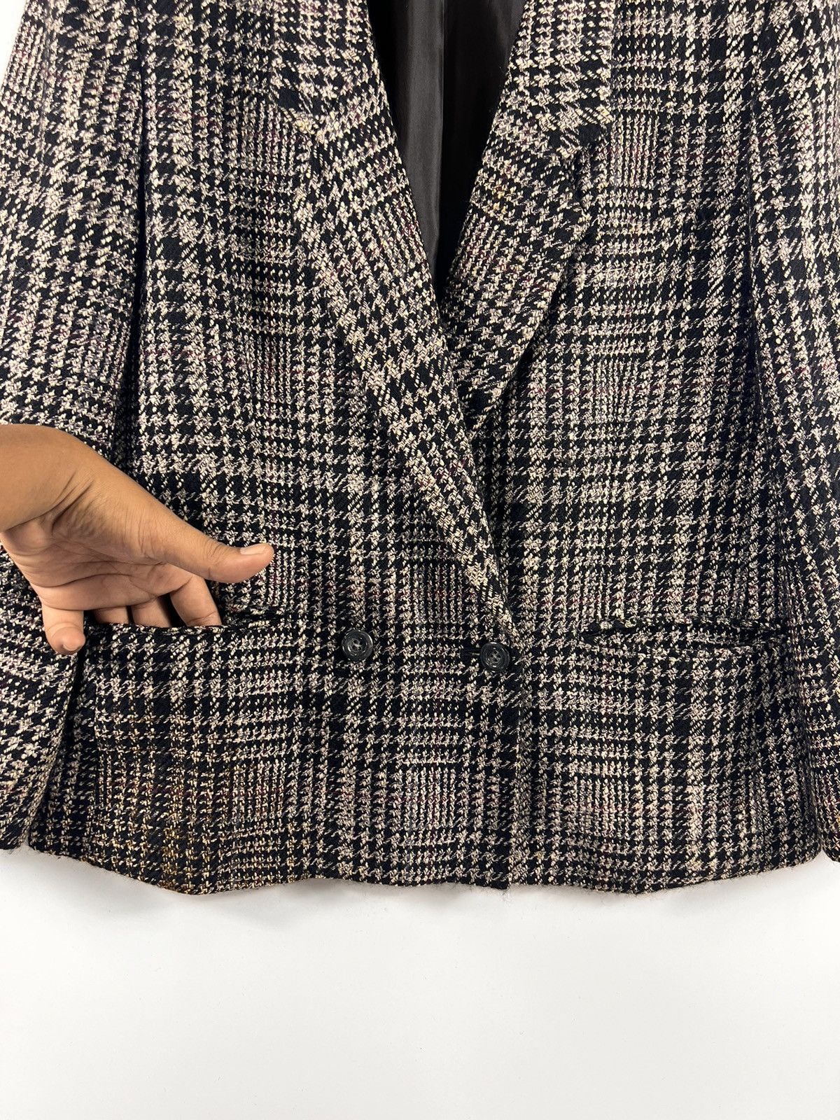 Japanese Brand 🔥 Jane More onward Houndstooth double breasted Coat Size L / US 10 / IT 46 - 4 Thumbnail
