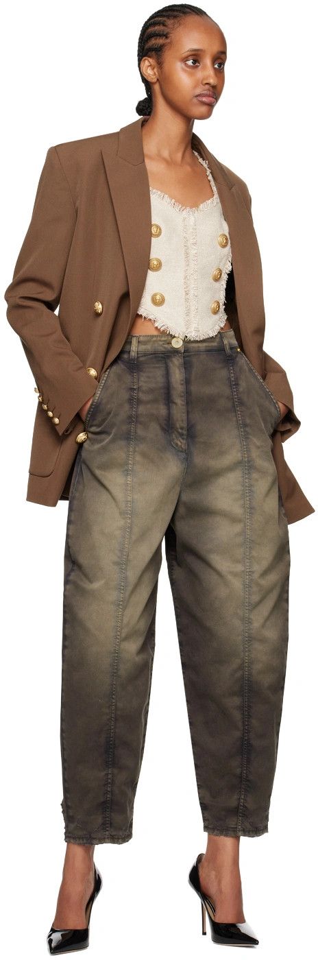 Balmain o1s1rm0624 Blazer in Brown Size L / US 10 / IT 46 - 4 Thumbnail