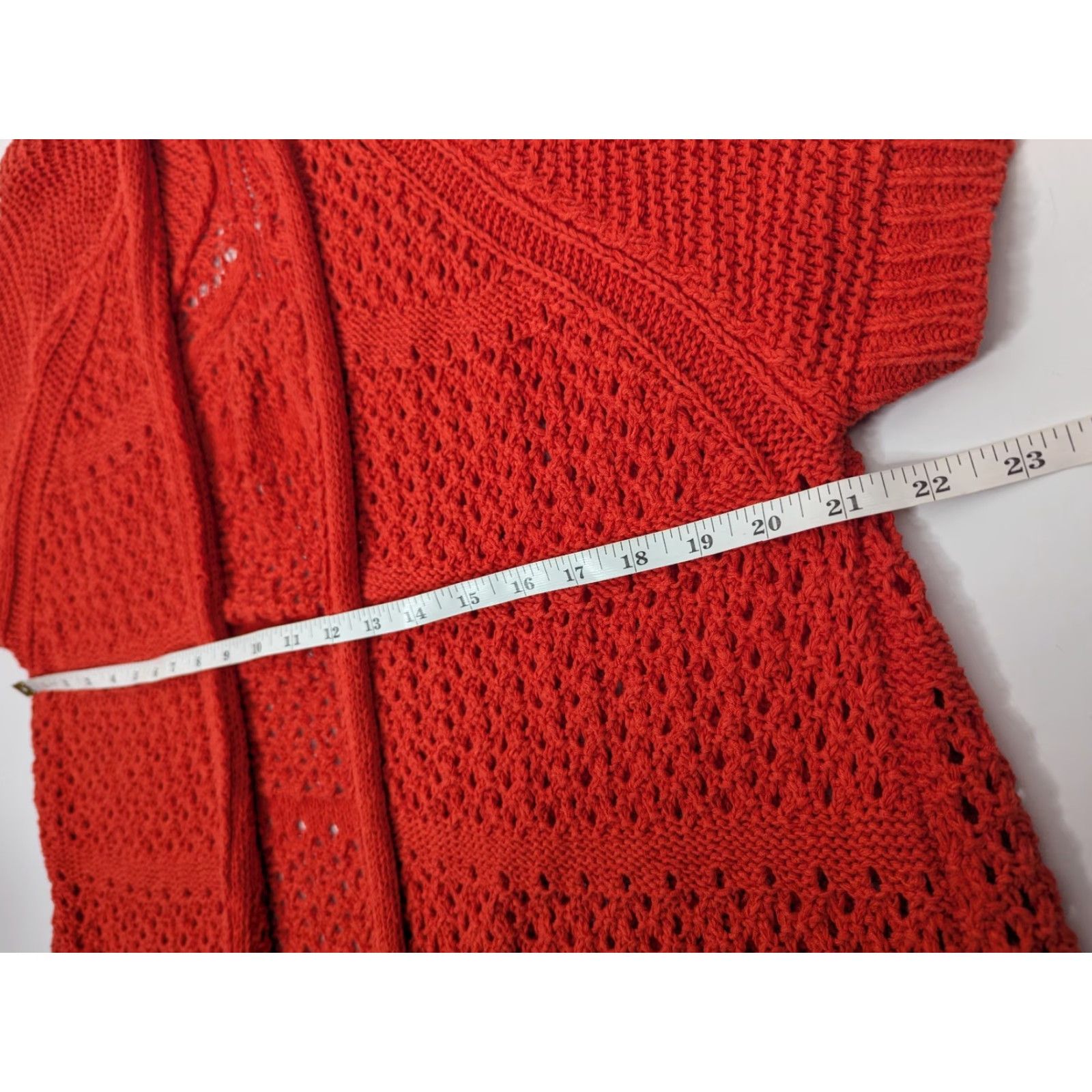 Vintage Guinevere Cardigan Short Sleeve Open Knit Orange Size L Knitting Knit Open-Crochet Boho 90s Y2K Womens Sweater Size L / US 10 / IT 46 - 4 Thumbnail