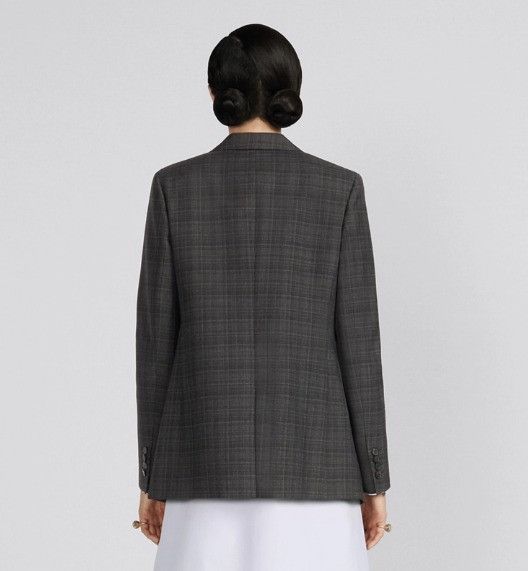 Dior o1w1db10824 Checked Wool Blazer in Grey Size S / US 4 / IT 40 - 6 Thumbnail