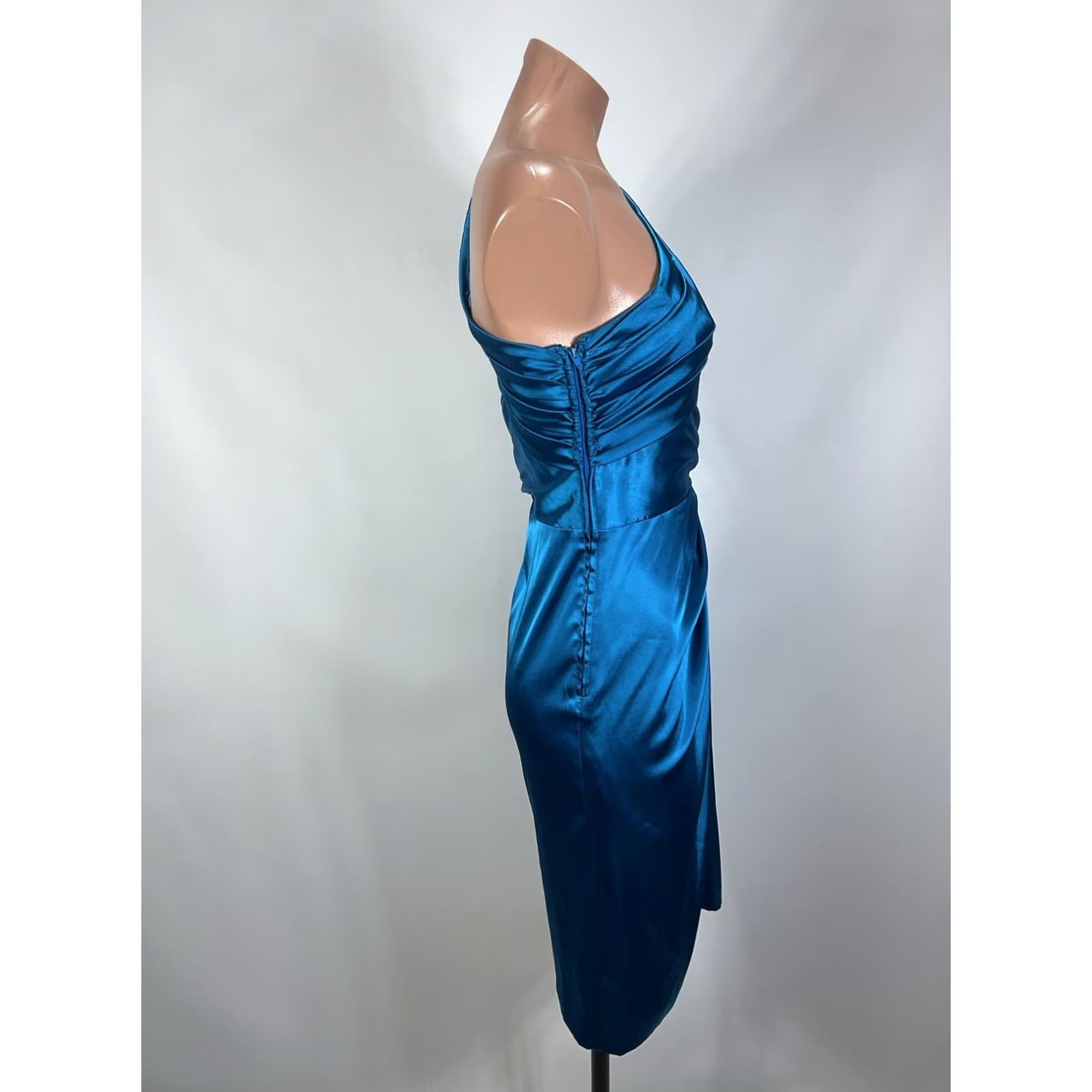 Adrianna Papell Adrianna Papell Satin One Shoulder Evening Dress sz 2 Formal Shiny Bright Blue Dress Size XS / US 0-2 / IT 36-38 - 6 Thumbnail