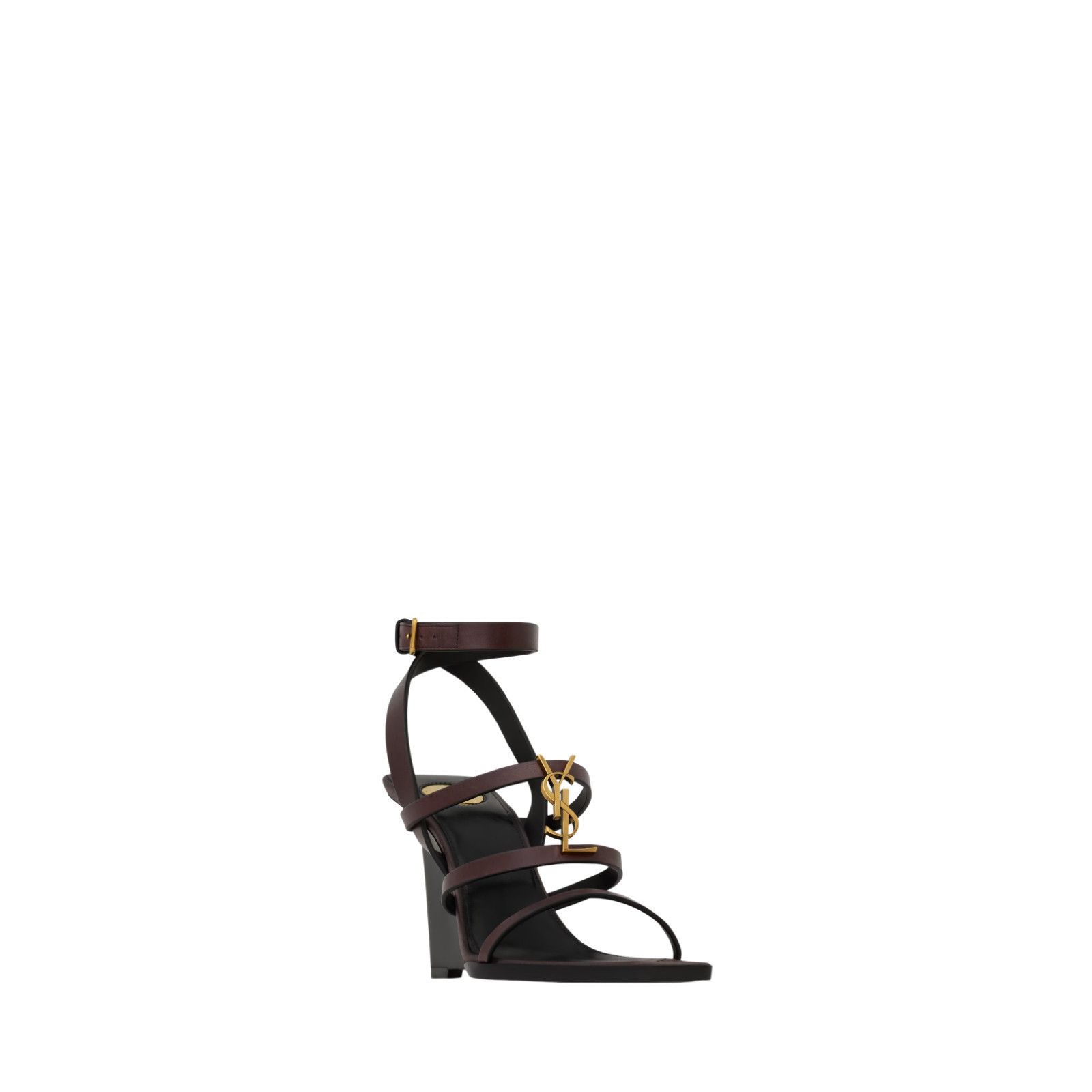 SAINT LAURENT Cassandra $1300 Ultra Dark Brown Leather Wedge