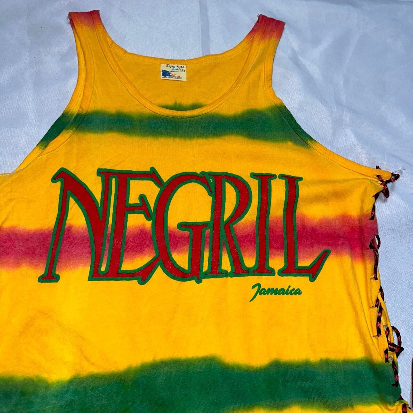 Vintage 90s Vintage Negril Jamaica Tank Top Muscle Tank Beach Worko Size US XL / EU 56 / 4 - 1 Thumbnail