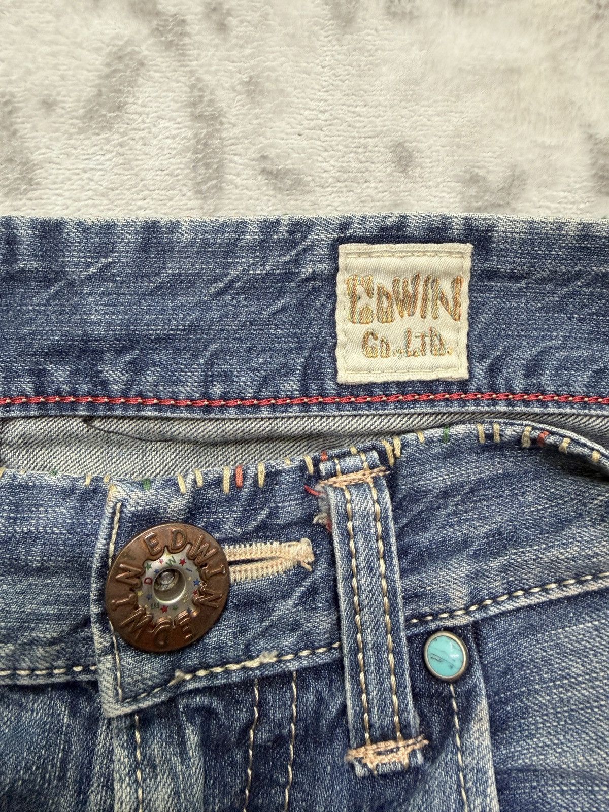 Edwin Vintage Edwin Distressed Blue Washed Low Rise Denim Jeans Size US 29 - 15 Thumbnail