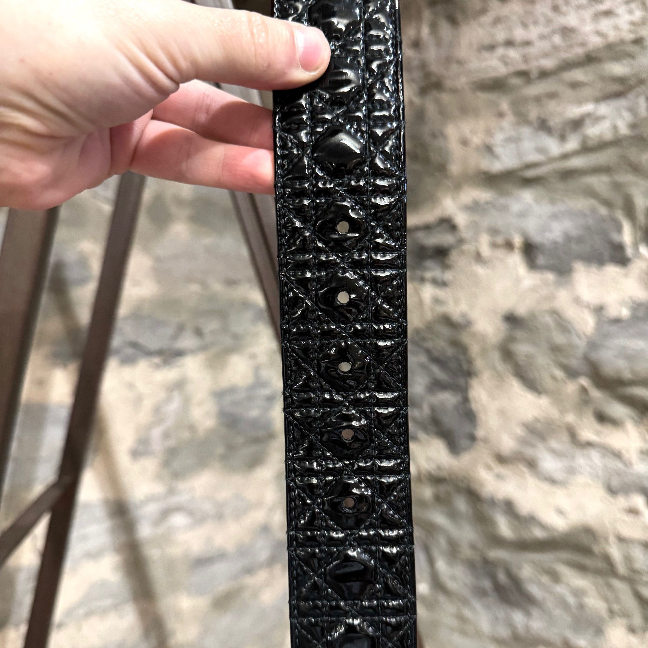Dior Christian Dior Black Patent Leather Cannage Pattern Belt Size ONE SIZE - 10 Thumbnail