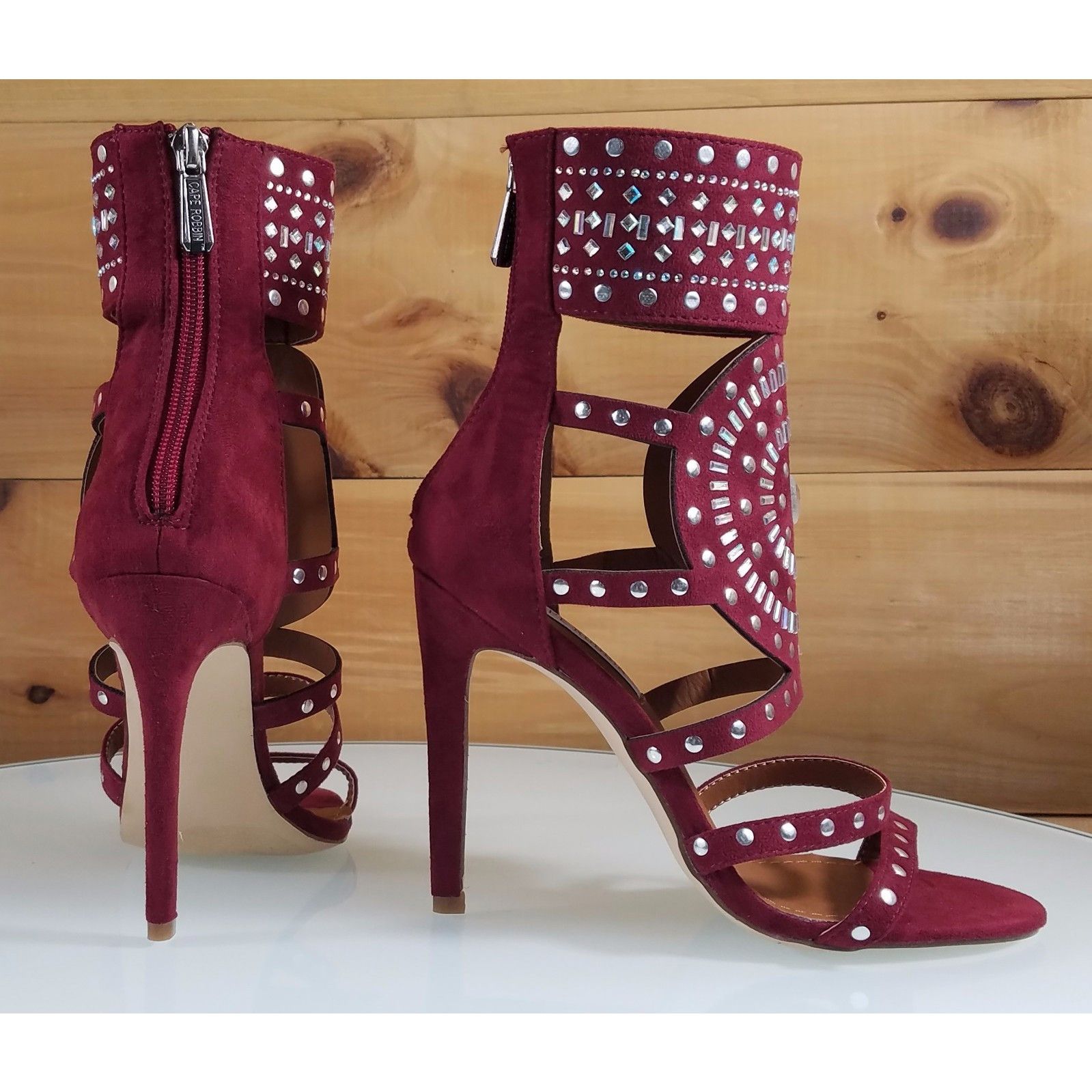 Other CR Blair Burgundy Wine Red Rhinestone & Stud Design 4.5" Hi Size US 6.5 / IT 36.5 - 2 Thumbnail