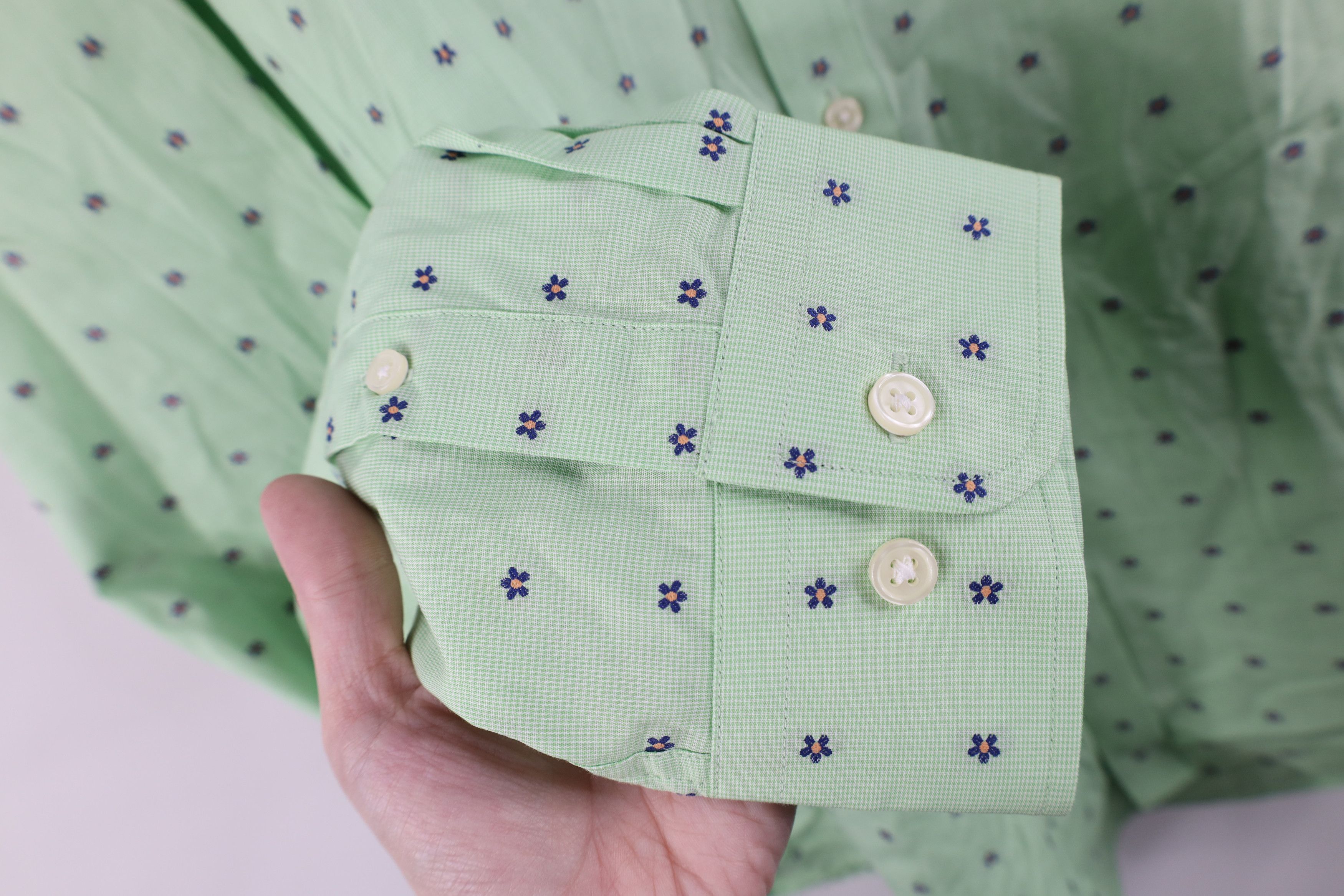 Jos. A. Bank New Jos A Bank Flower Stretch Collared Button Shirt Green Size US XXL / EU 58 / 5 - 7 Thumbnail