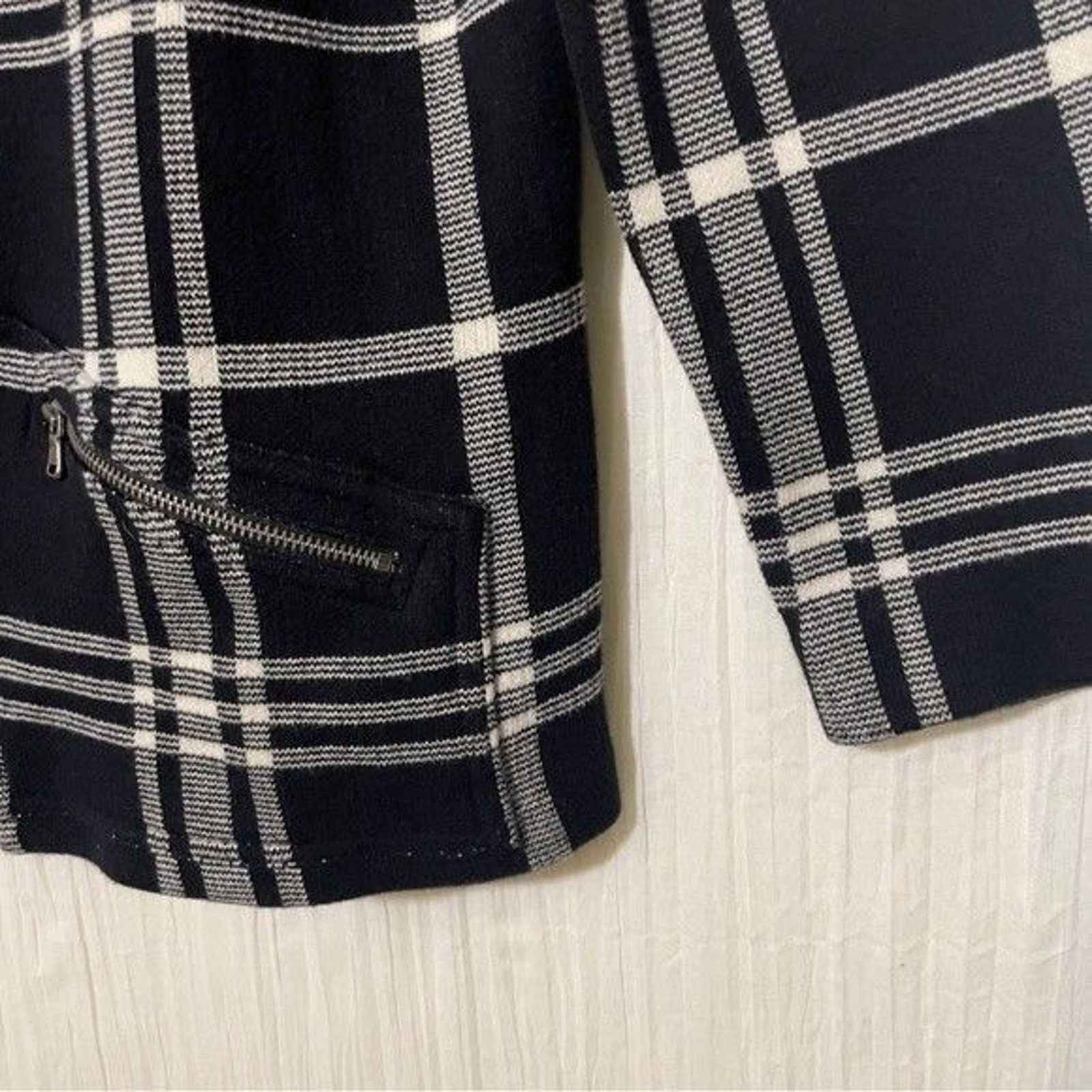 Ralph Lauren Ralph Lauren Black & White Plaid Zip-Up Cotton Blazer Medium Size M / US 6-8 / IT 42-44 - 3 Thumbnail