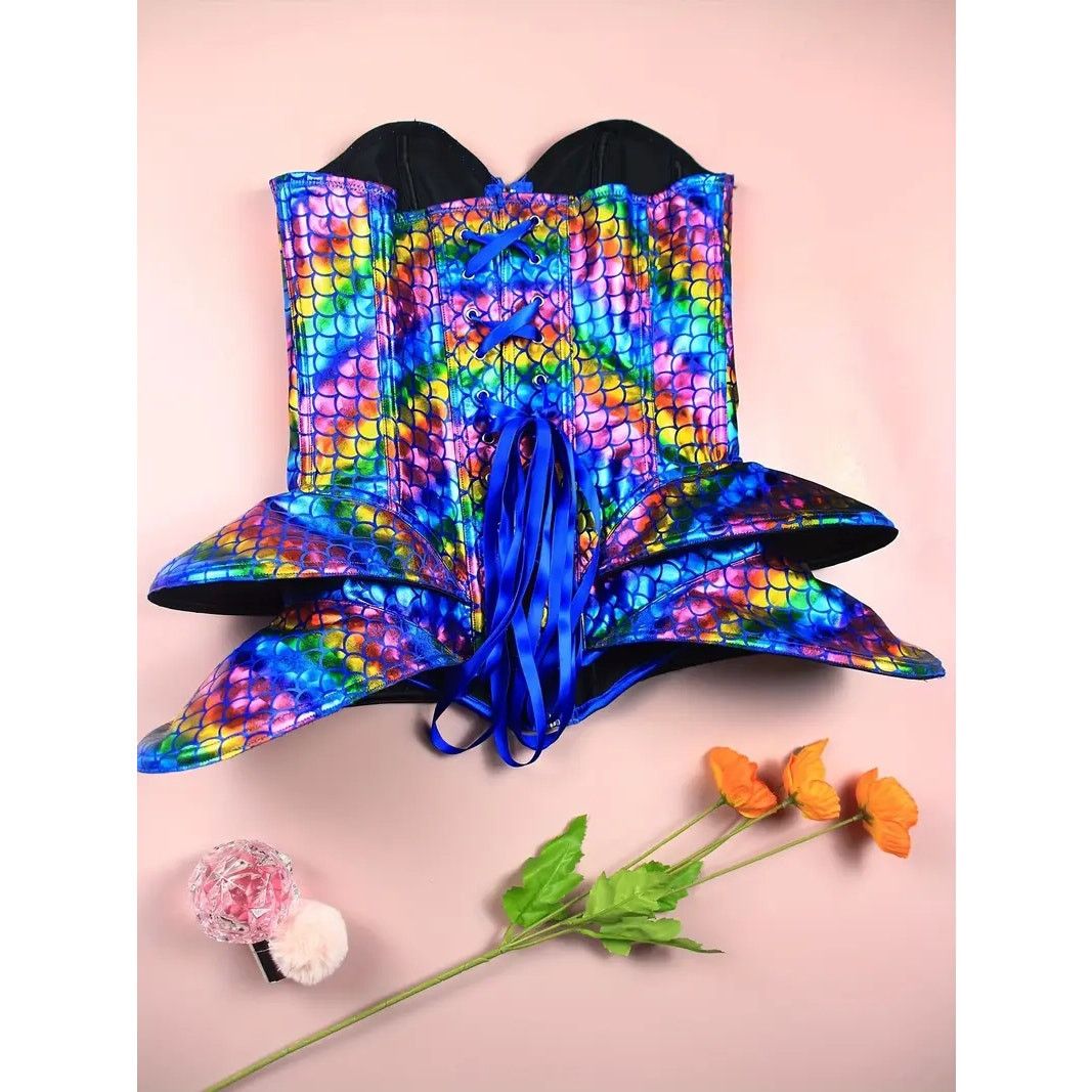 Other Rainbow Mermaid Scale Corset Holographic Festival Top M Size M / US 6-8 / IT 42-44 - 2 Thumbnail